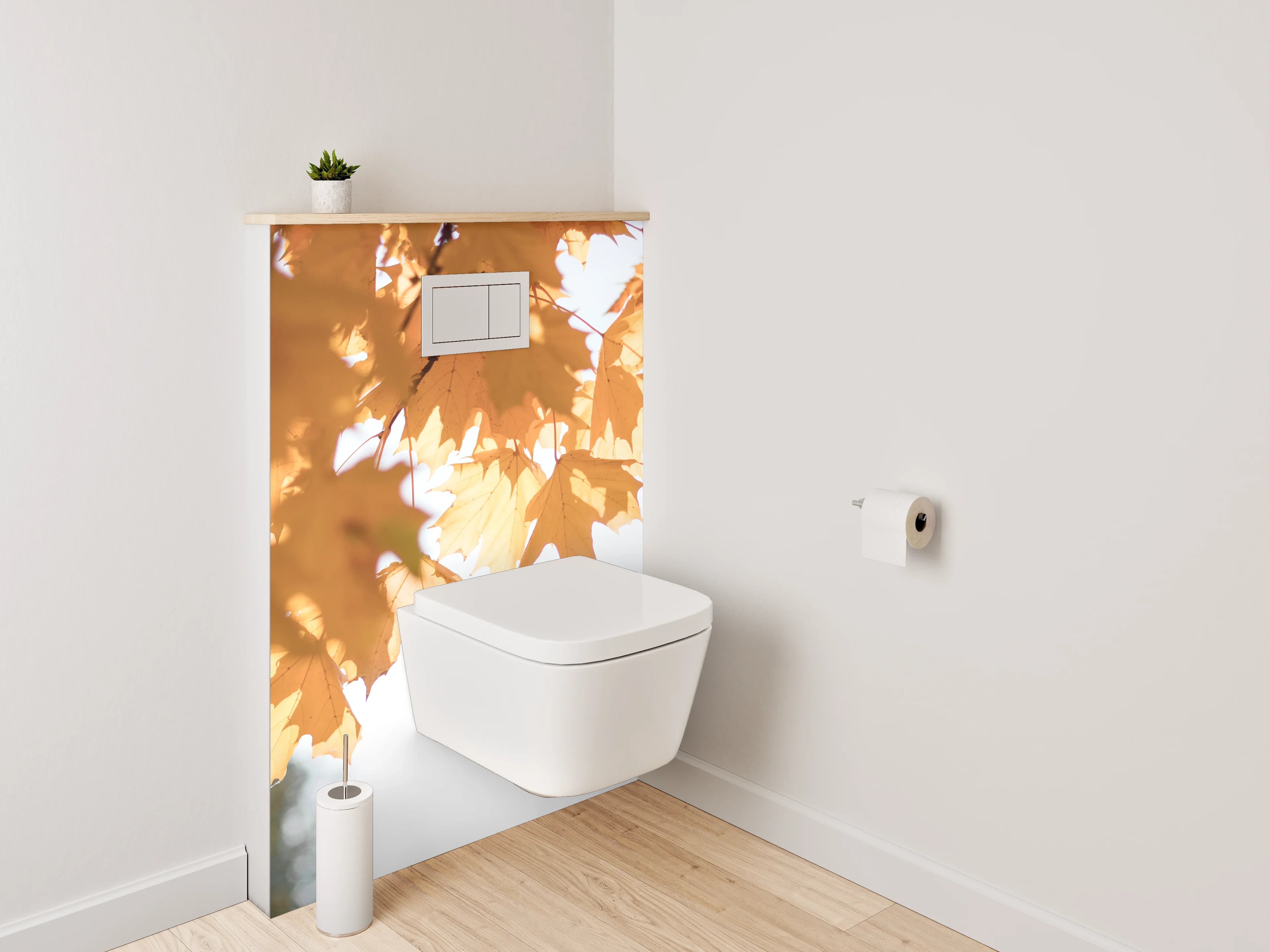 WC-Rückwand - Herbstliche Ahornblätter im Sonnenlicht