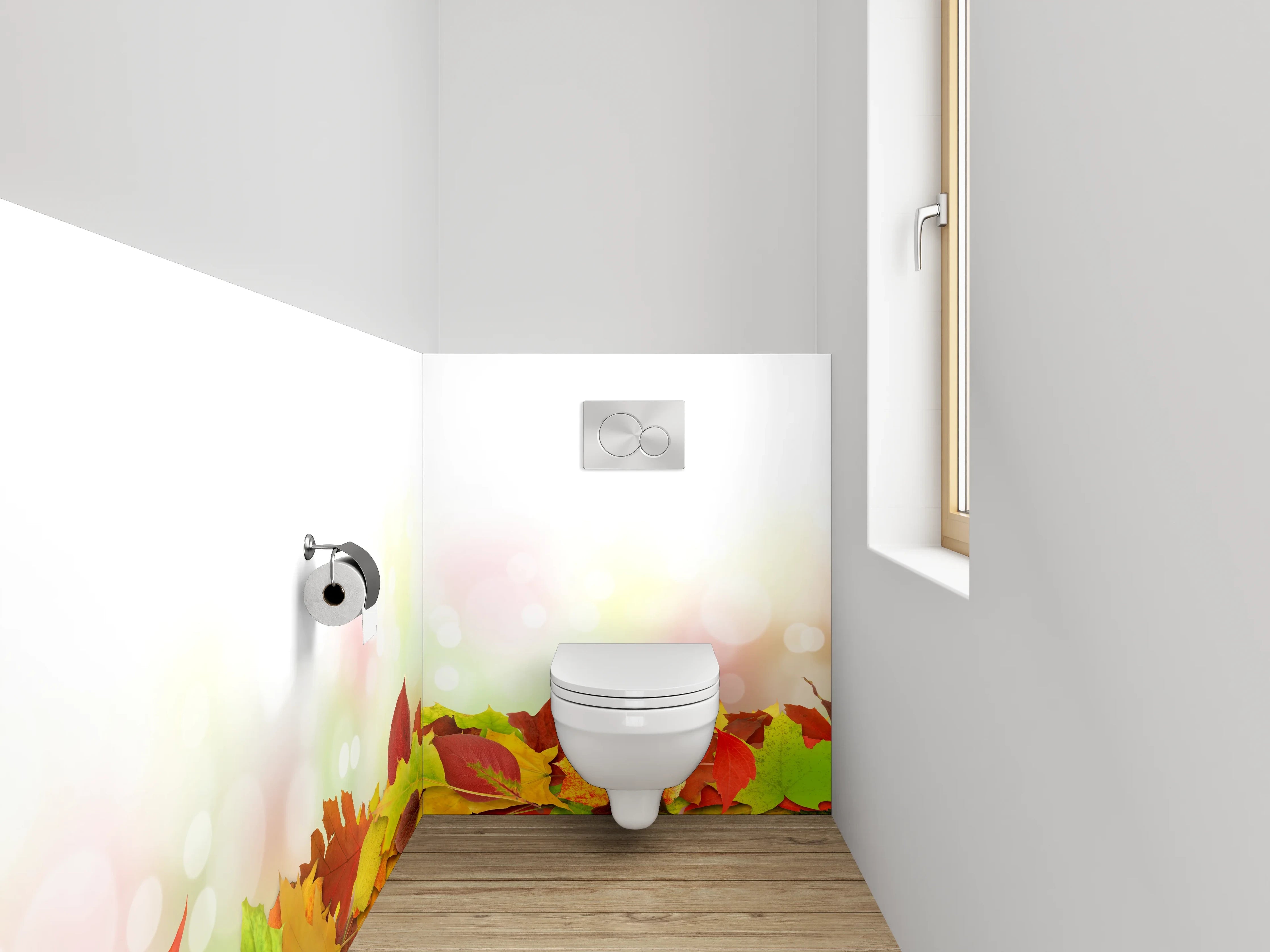 WC-Rückwand - Herbstliche Blätterbordüre – bunte Farben