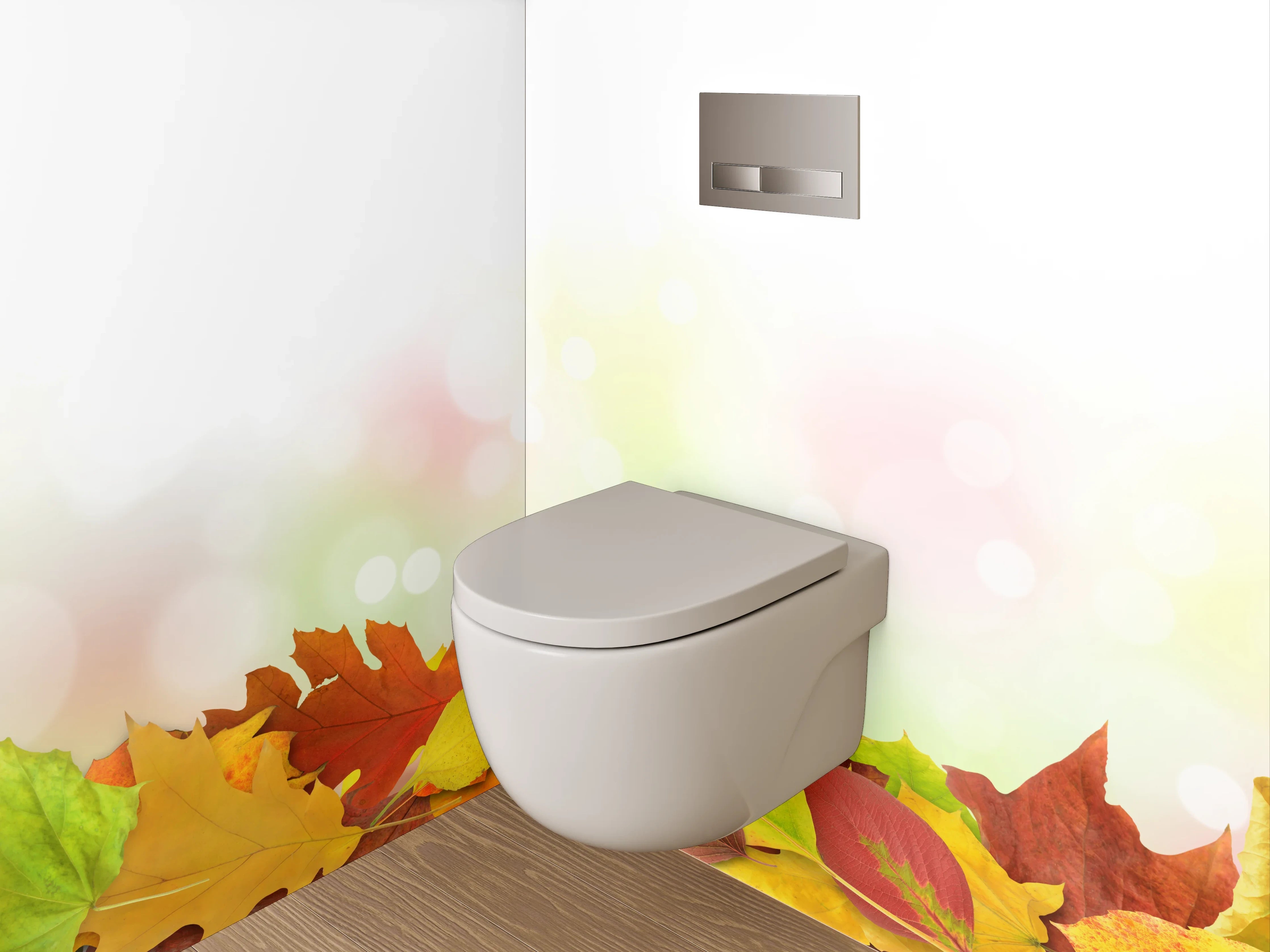 WC-Rückwand - Herbstliche Blätterbordüre – bunte Farben