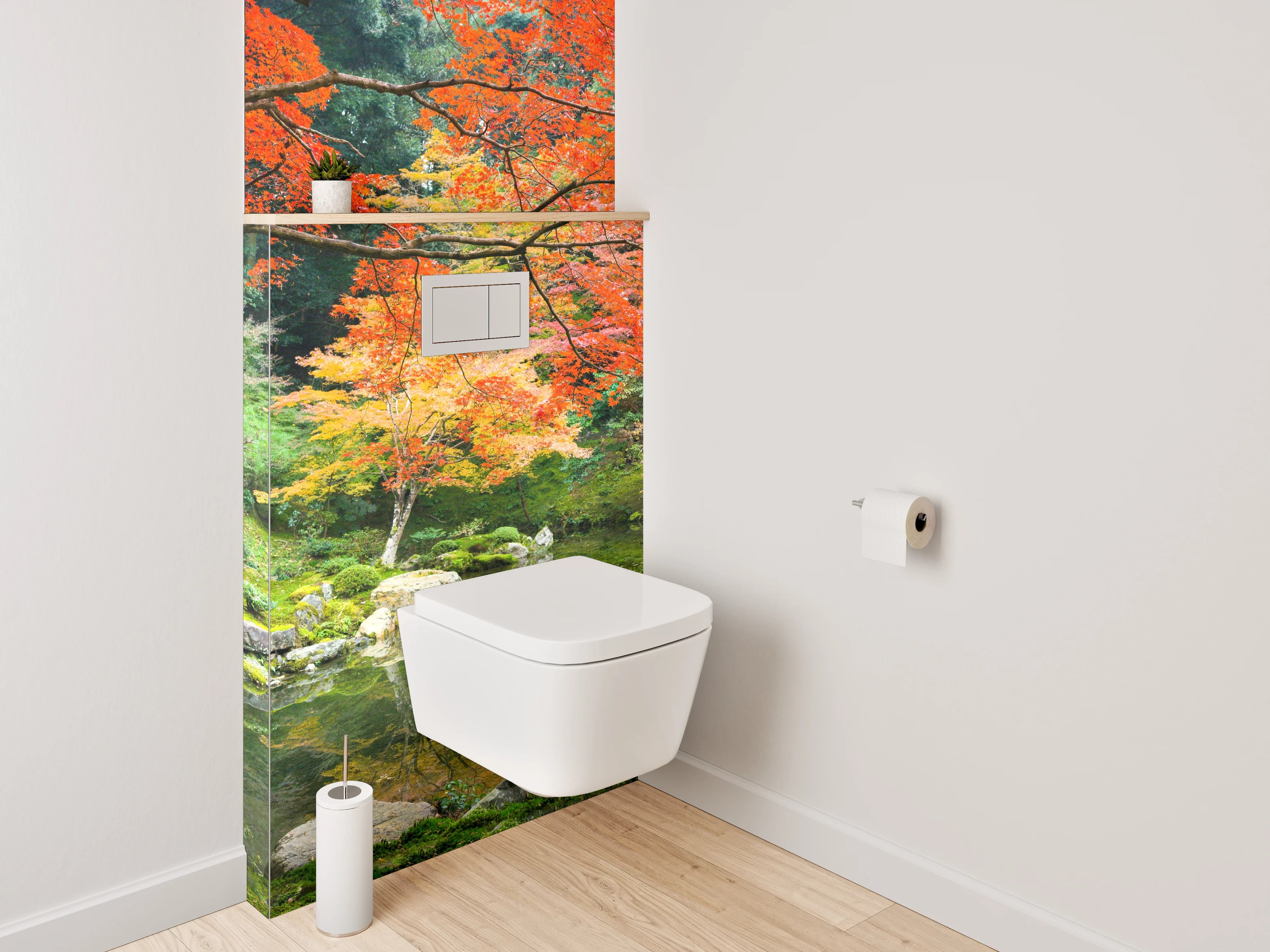WC-Rückwand - Herbstliche Grauschleier im Zen-Garten