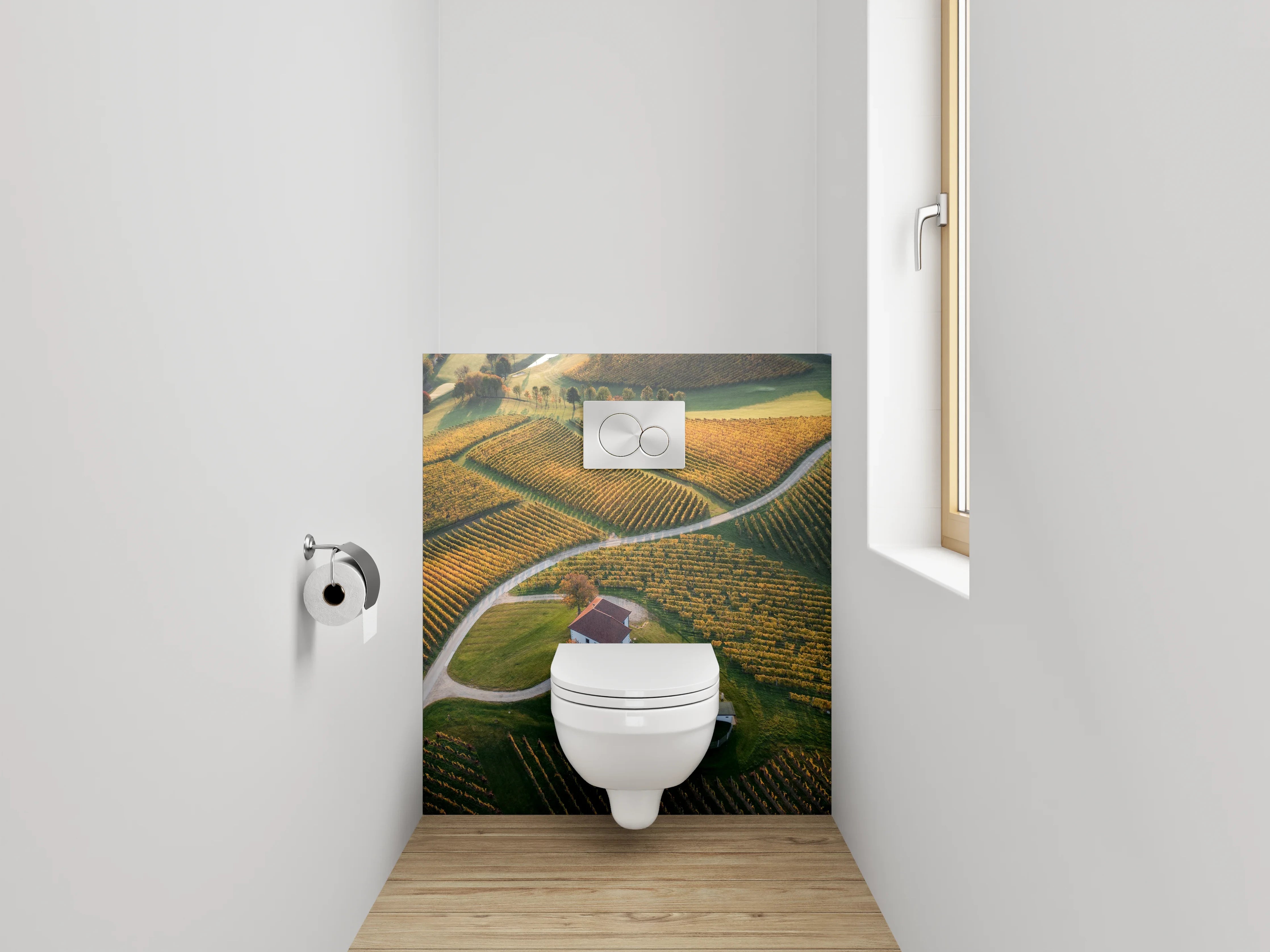 WC-Rückwand - Herbstliche Weinlandschaft mit Haus