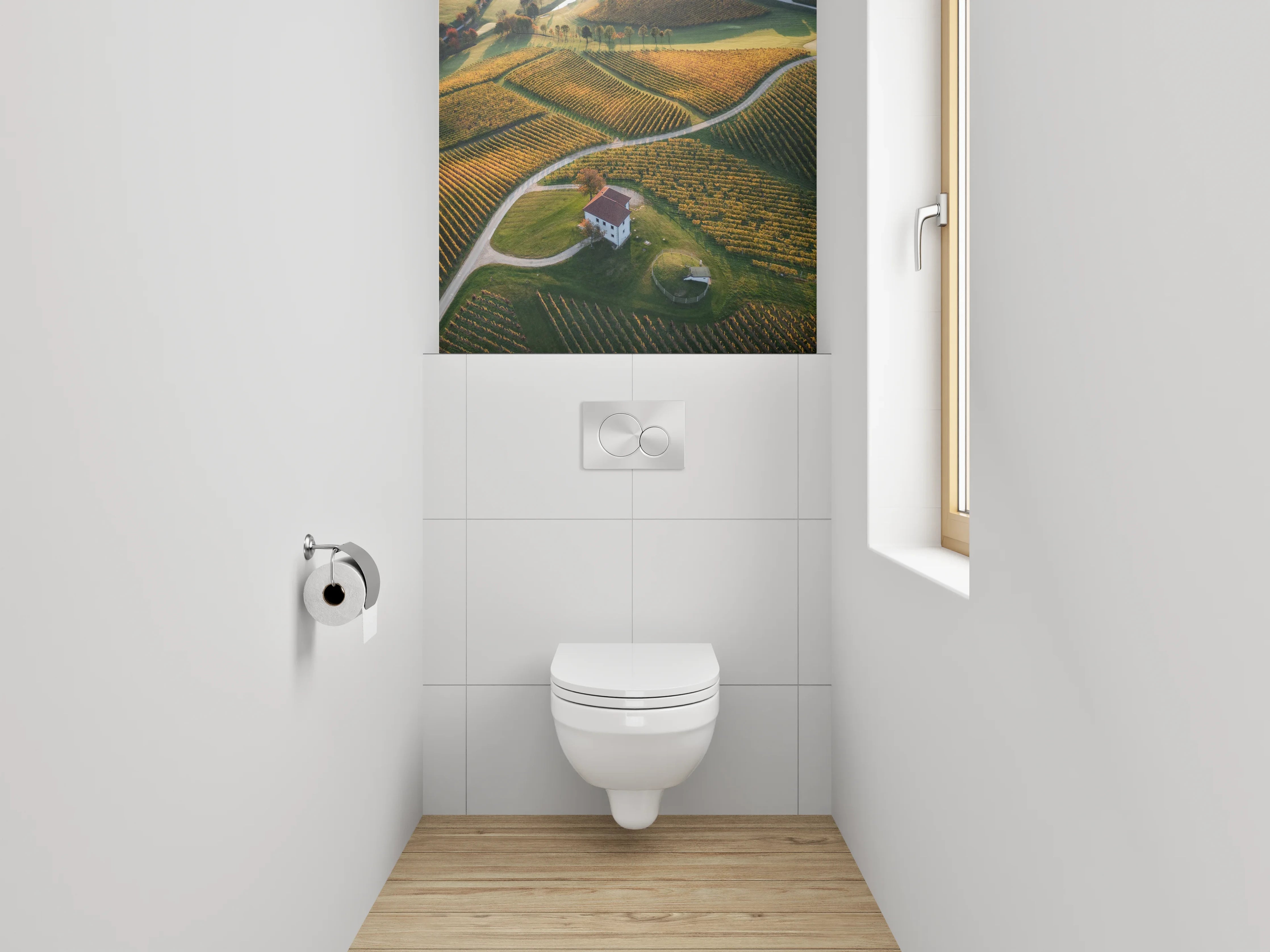 WC-Rückwand - Herbstliche Weinlandschaft mit Haus