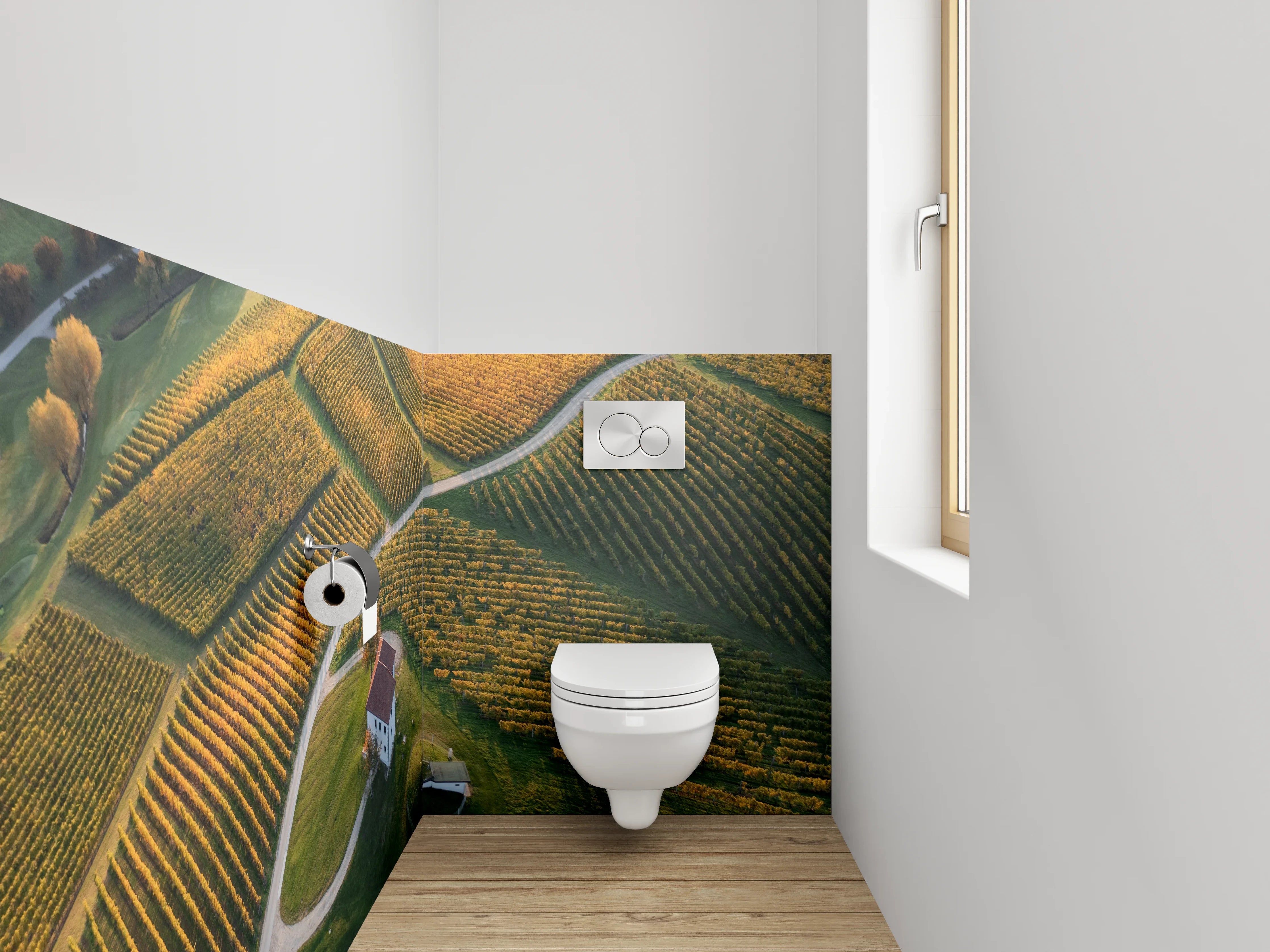 WC-Rückwand - Herbstliche Weinlandschaft mit Haus