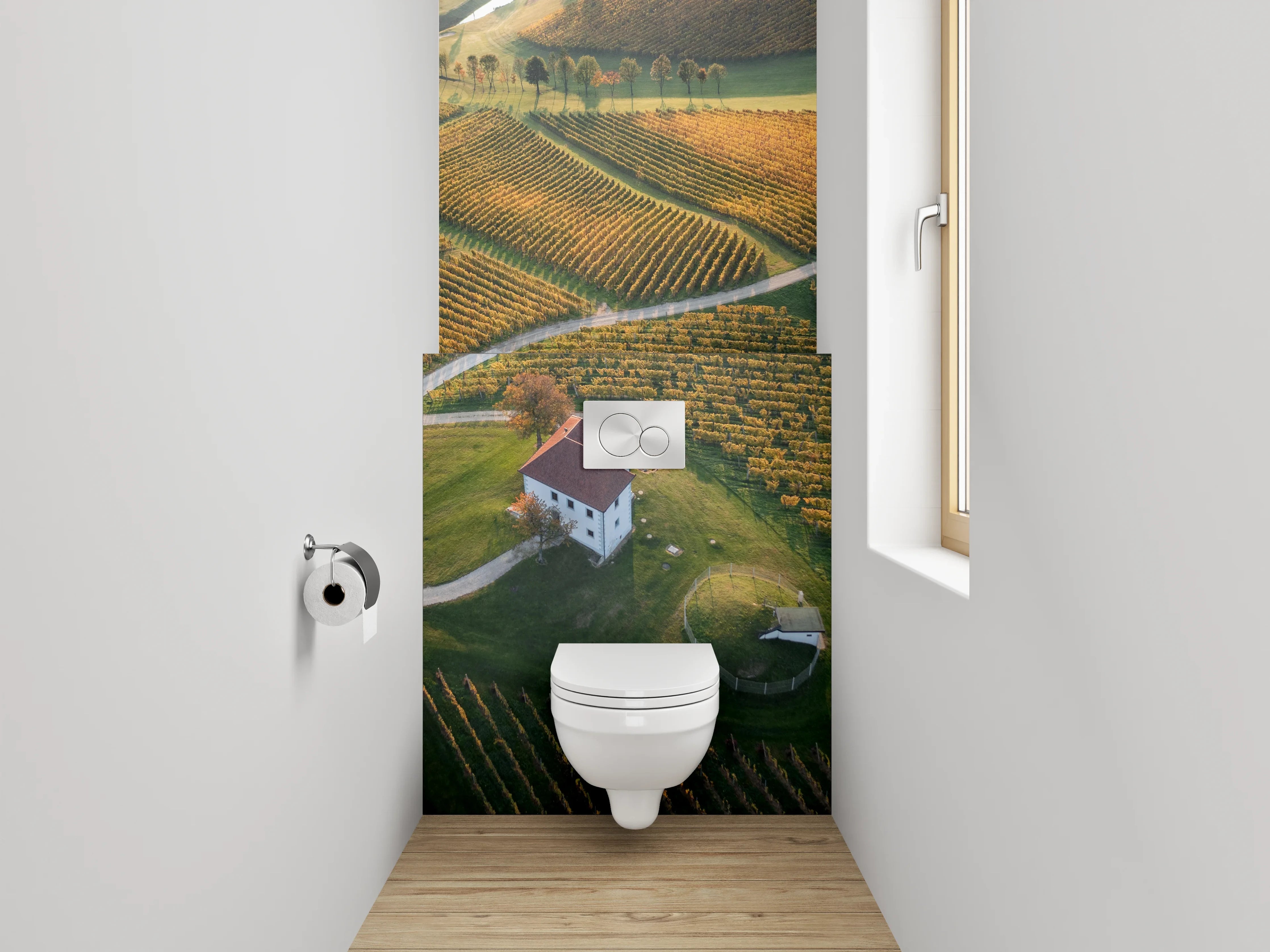 WC-Rückwand - Herbstliche Weinlandschaft mit Haus
