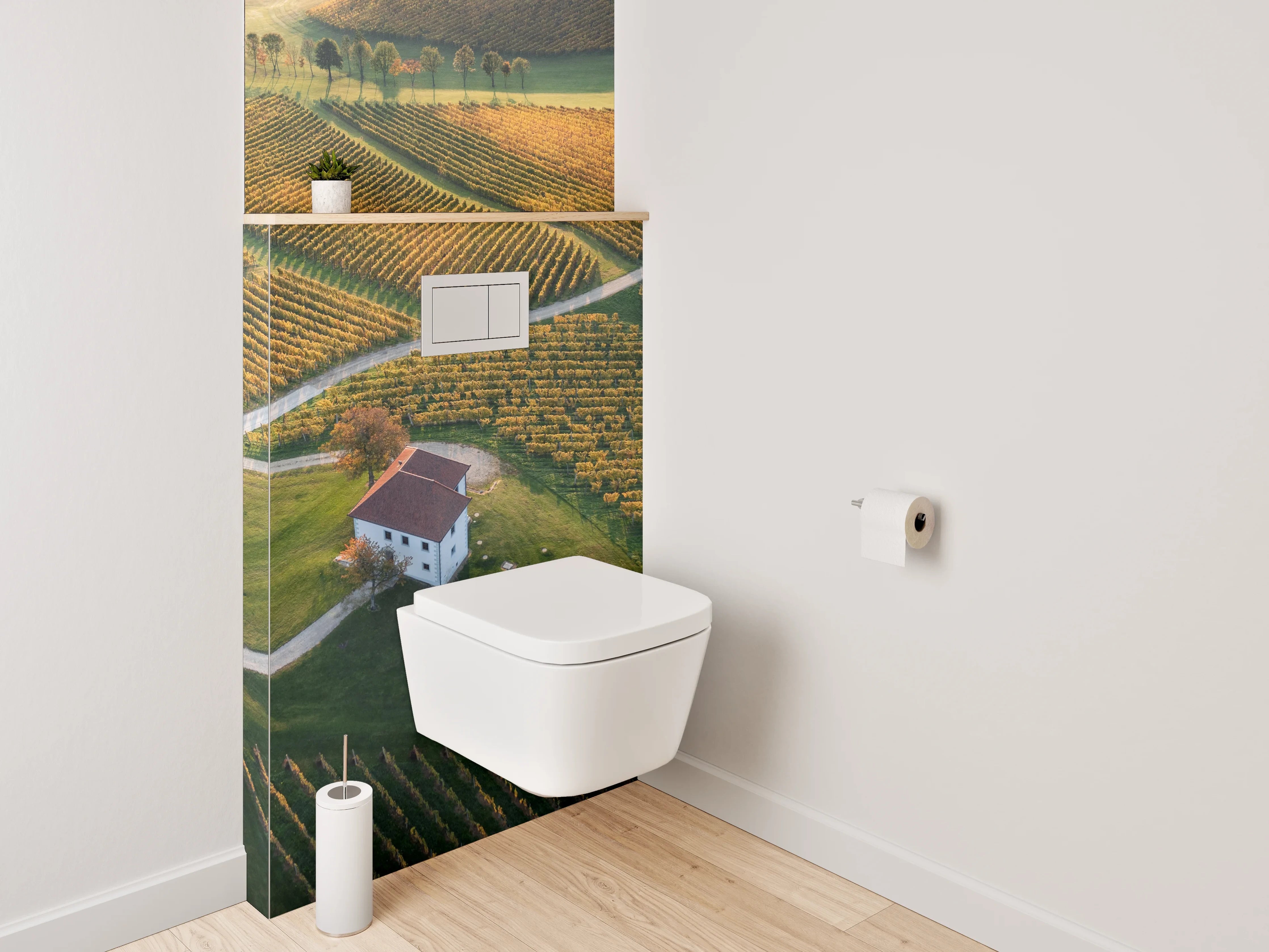 WC-Rückwand - Herbstliche Weinlandschaft mit Haus