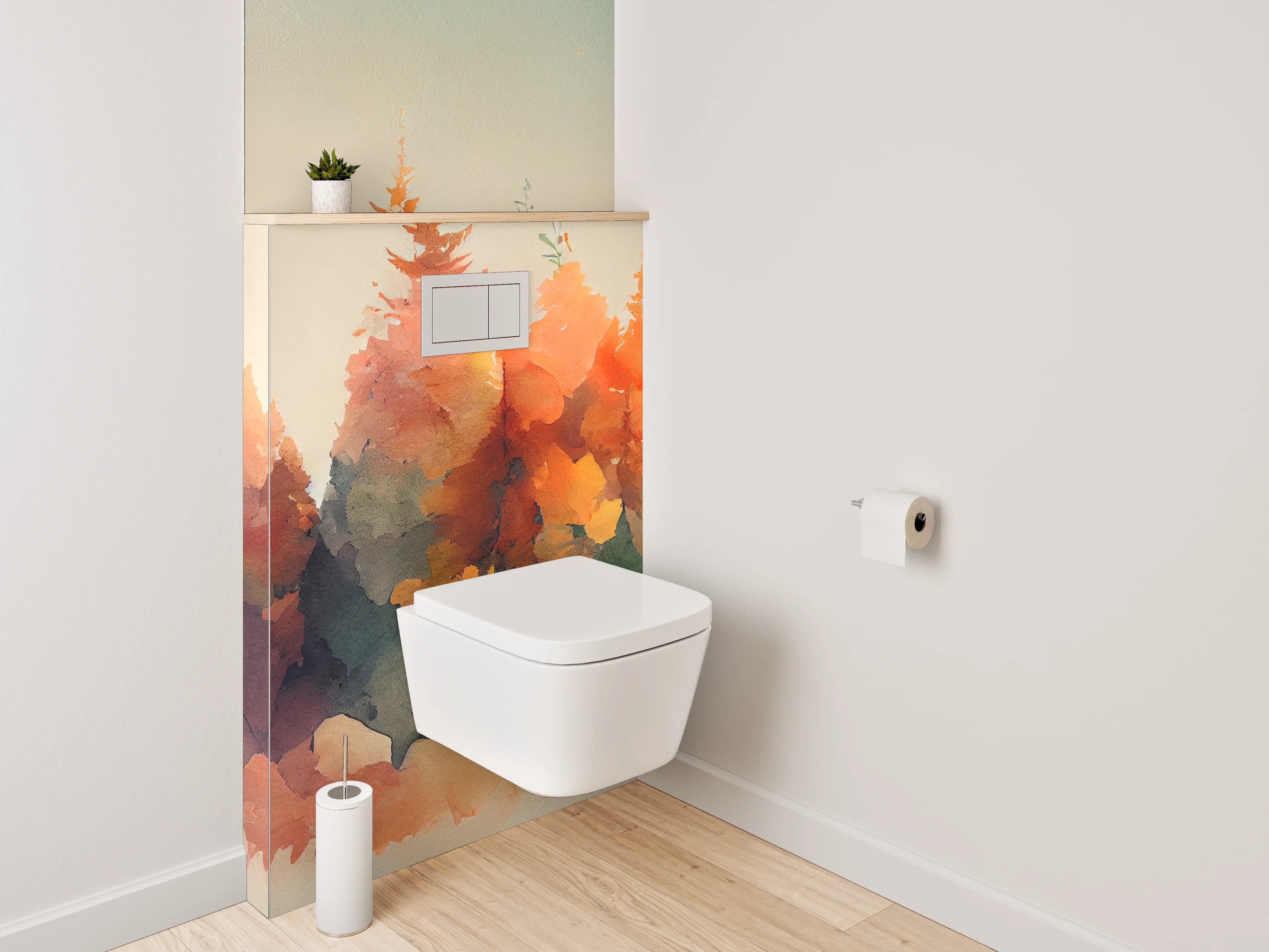 WC-Rückwand - Herbstlicher Aquarell-Wald