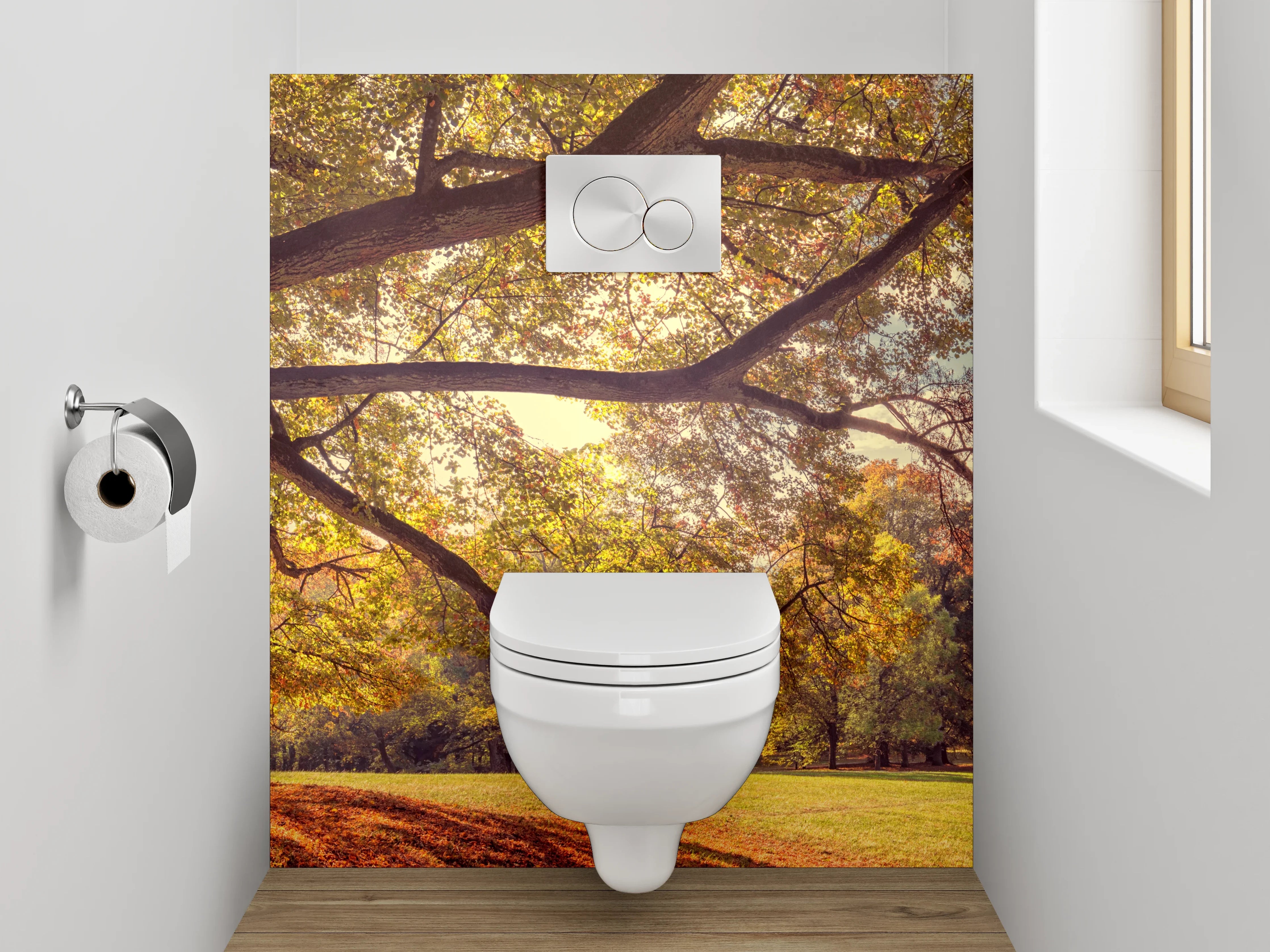 WC-Rückwand - Herbstlicher Baum im Sonnenlicht
