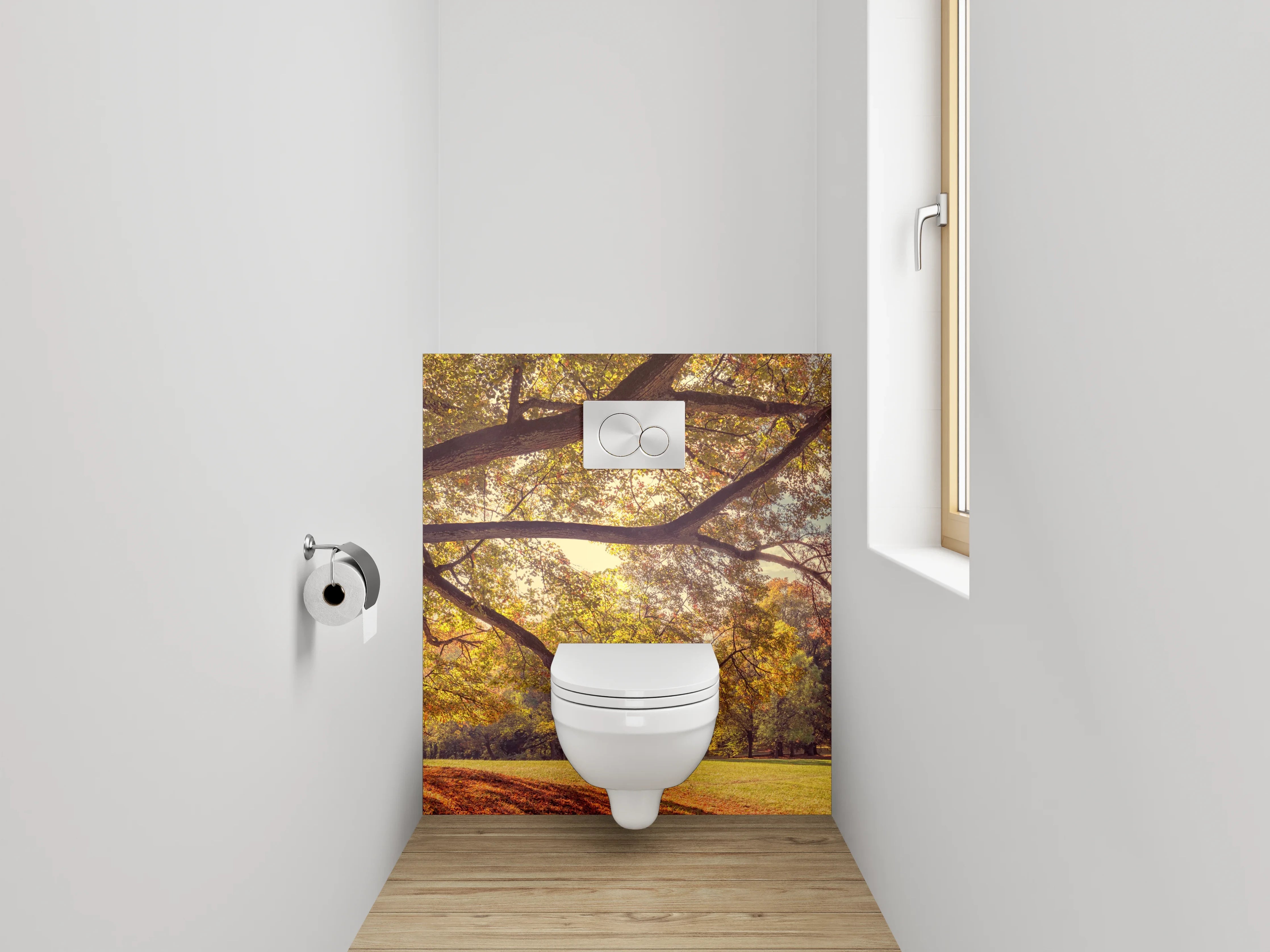 WC-Rückwand - Herbstlicher Baum im Sonnenlicht
