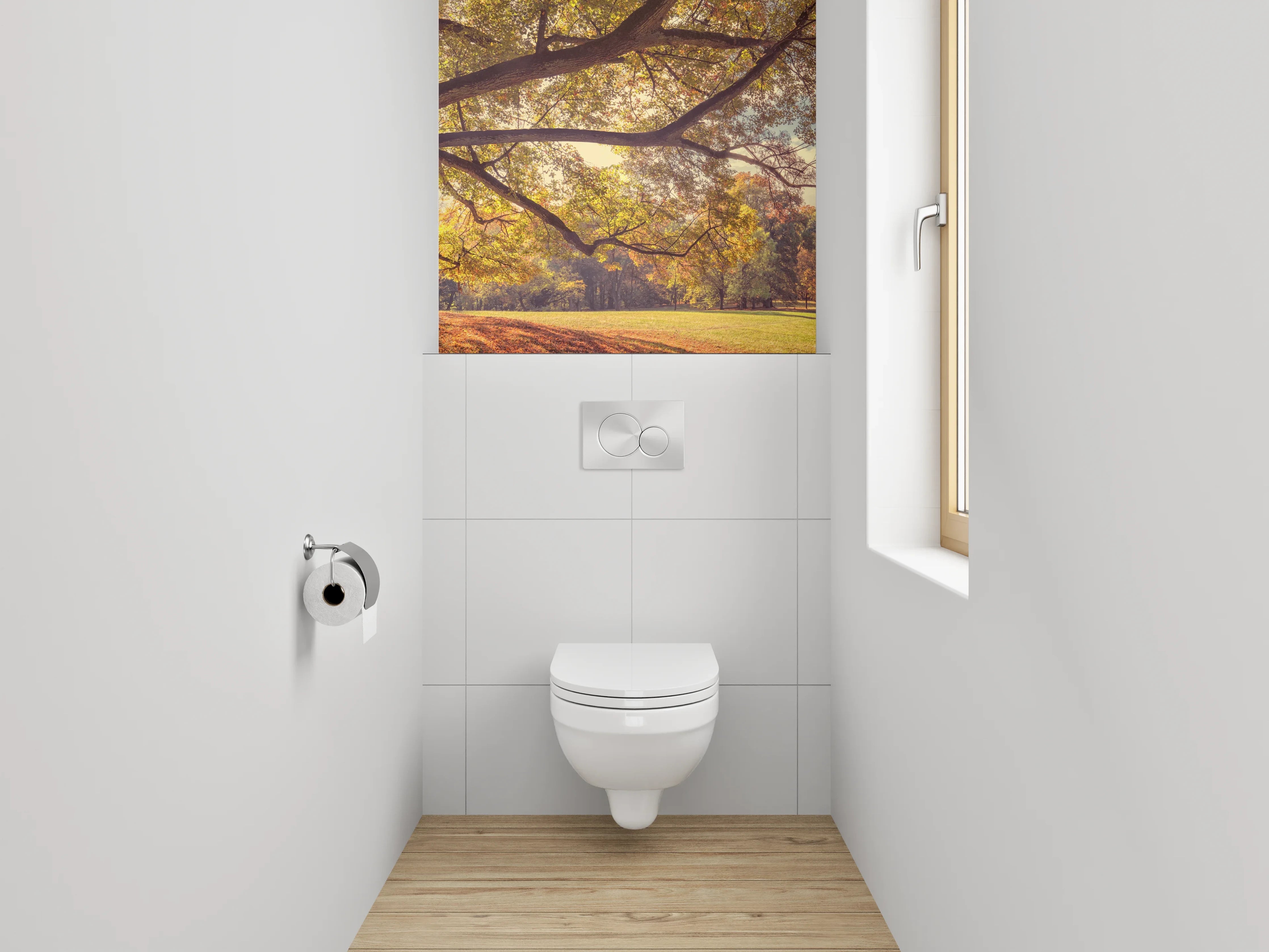 WC-Rückwand - Herbstlicher Baum im Sonnenlicht