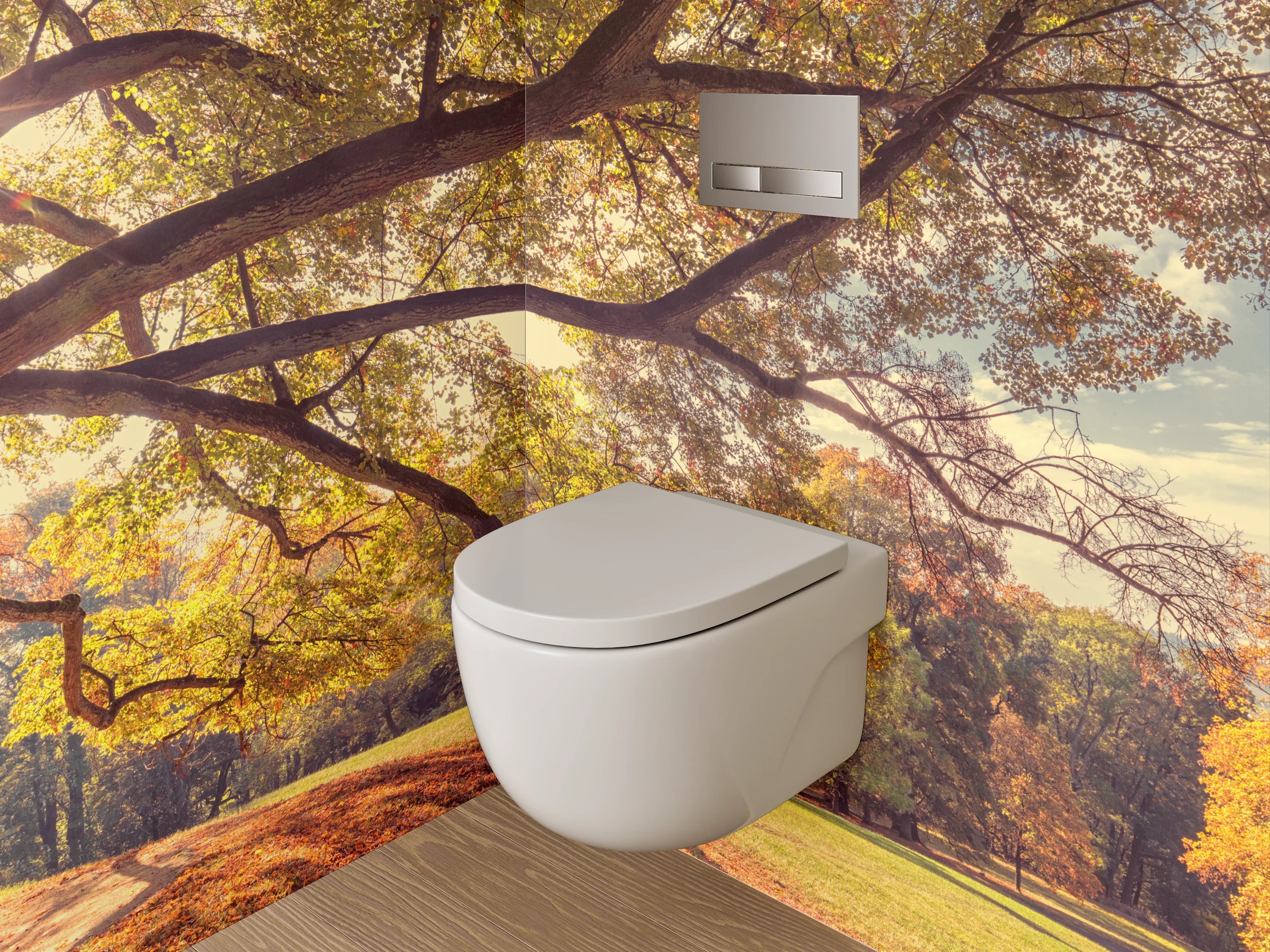 WC-Rückwand - Herbstlicher Baum im Sonnenlicht