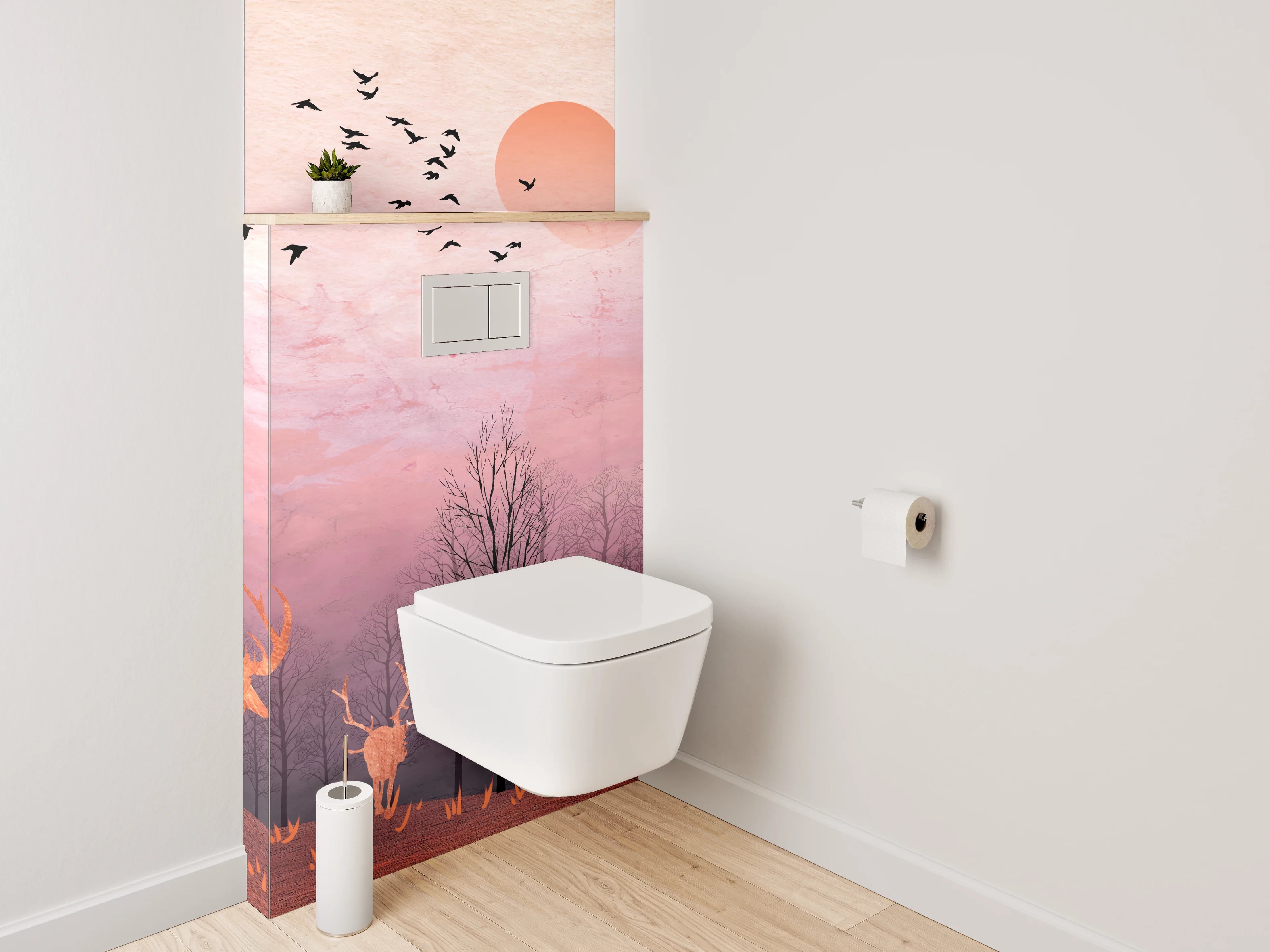 WC-Rückwand - Herbstlicher Hirschwald Sonnenuntergang