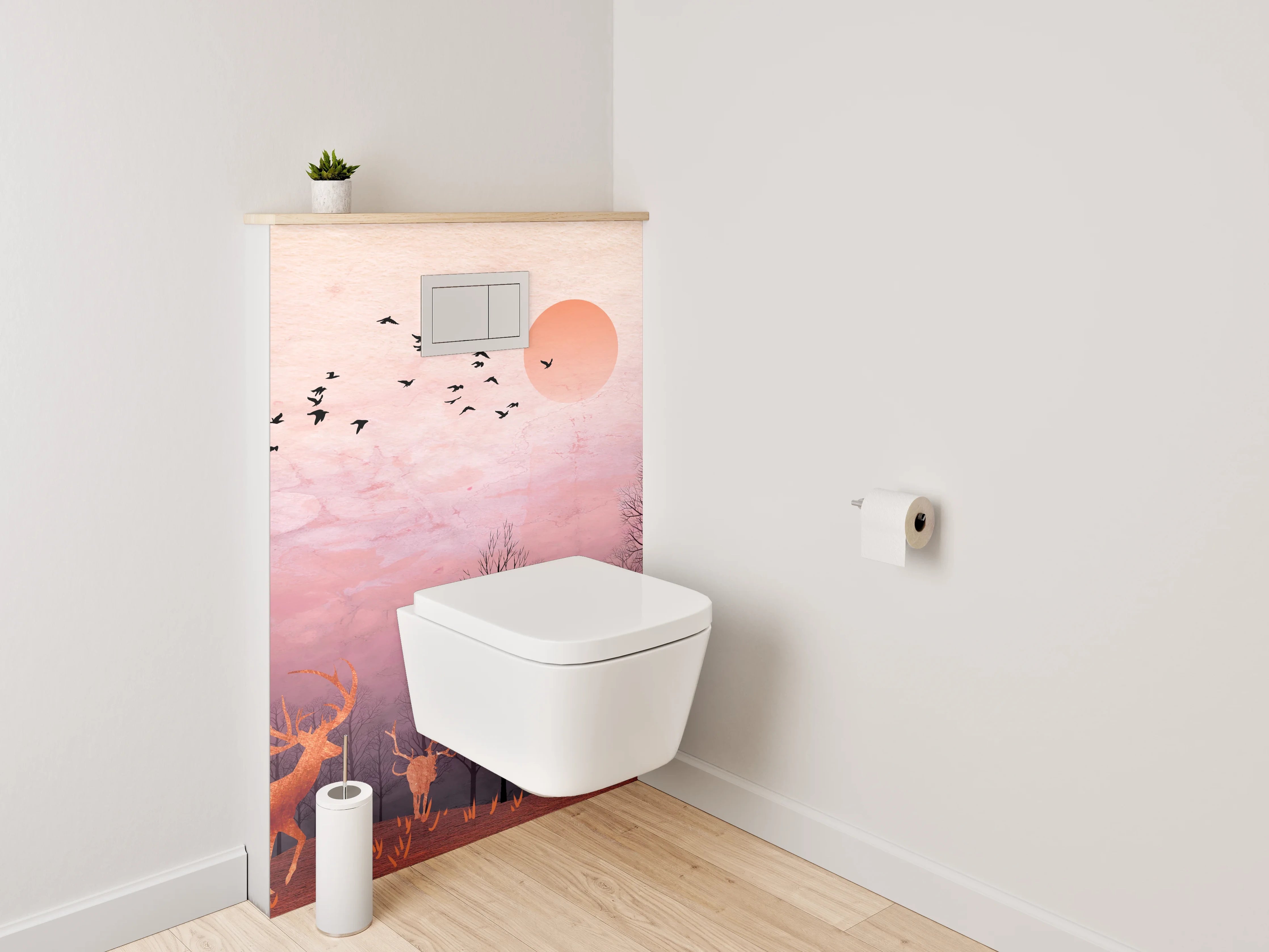 WC-Rückwand - Herbstlicher Hirschwald Sonnenuntergang