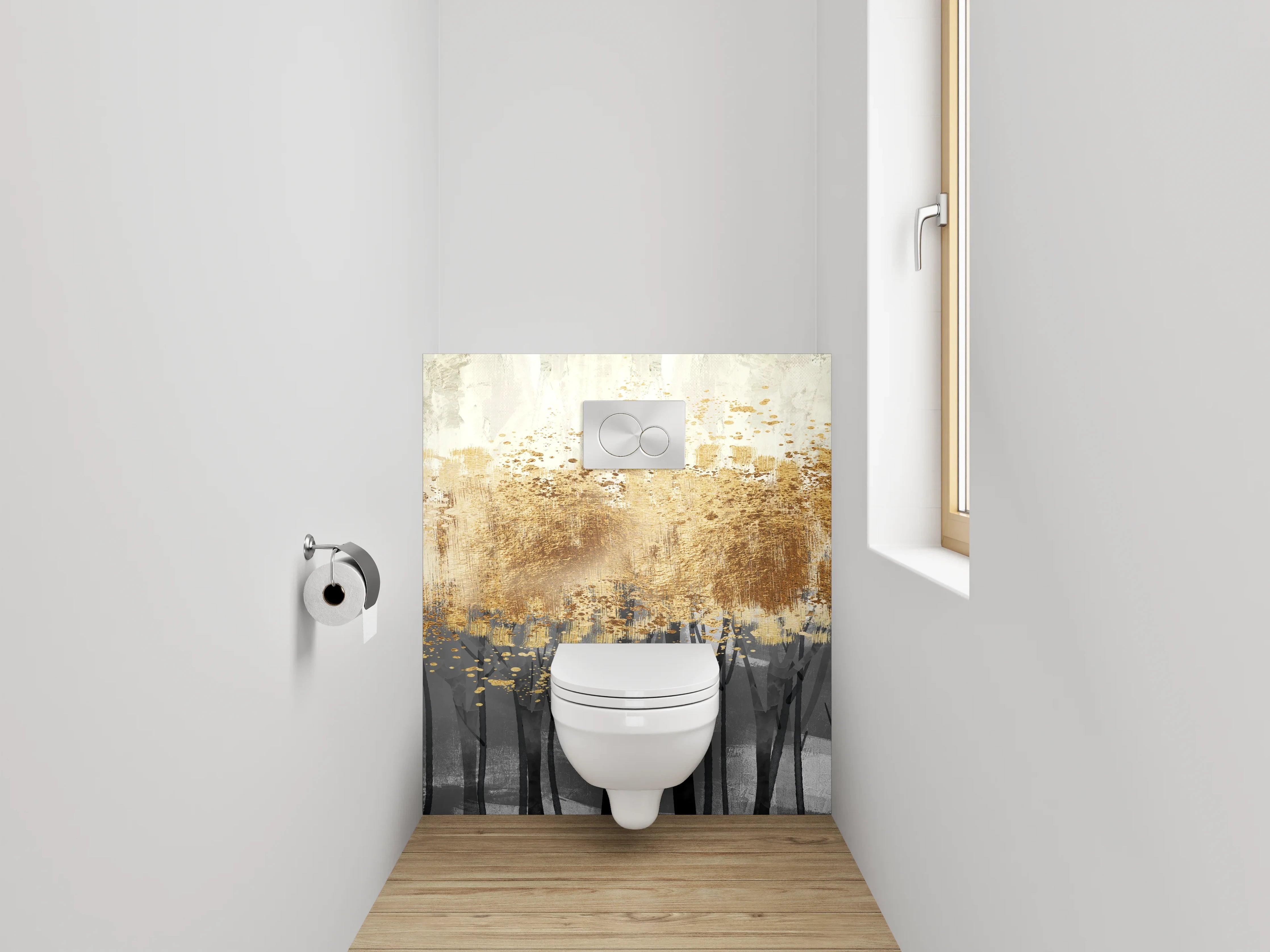 WC-Rückwand - Herbstlicher Wald in Aquarell
