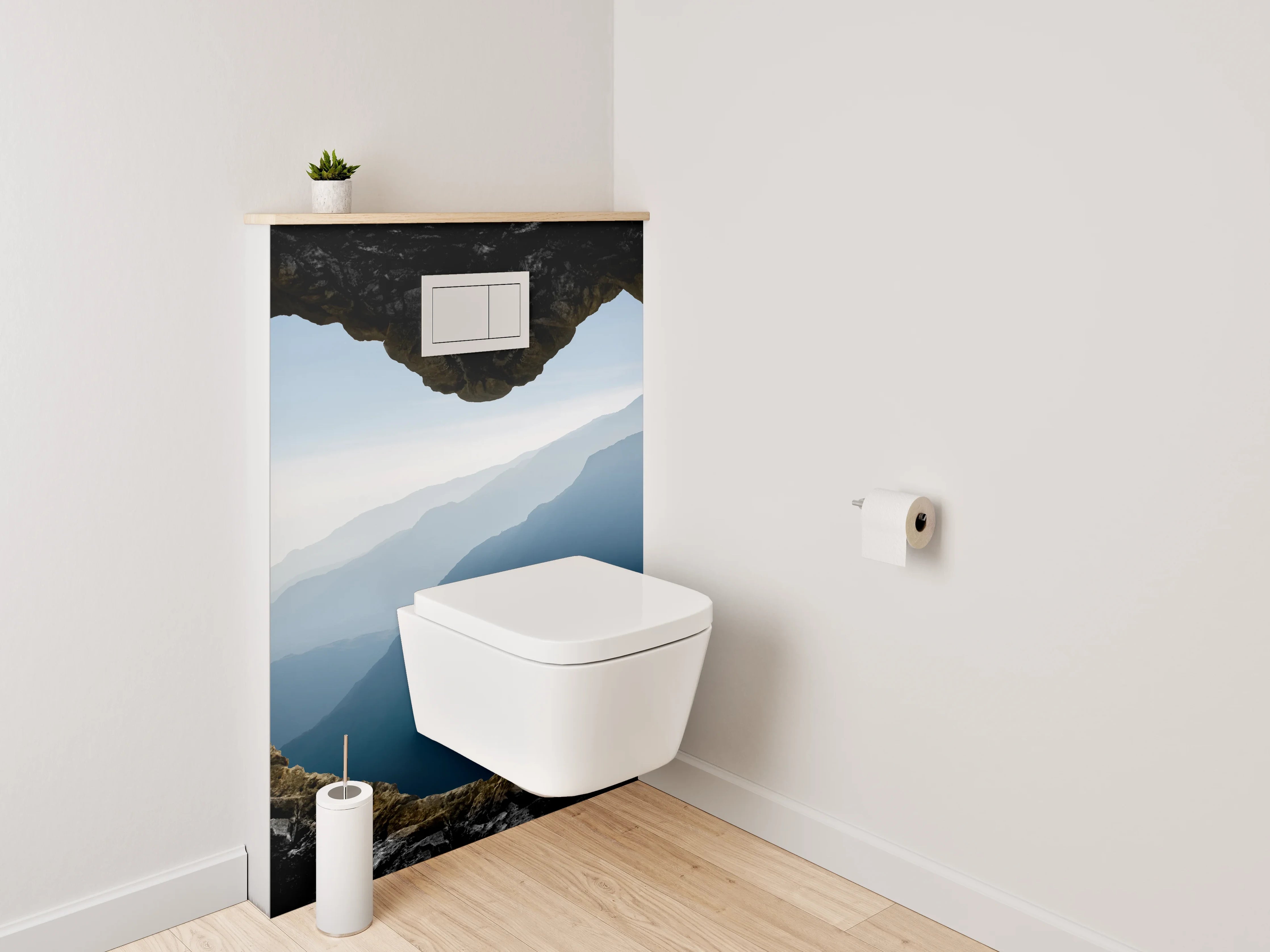 WC-Rückwand - Herzhöhle mit Bergblick