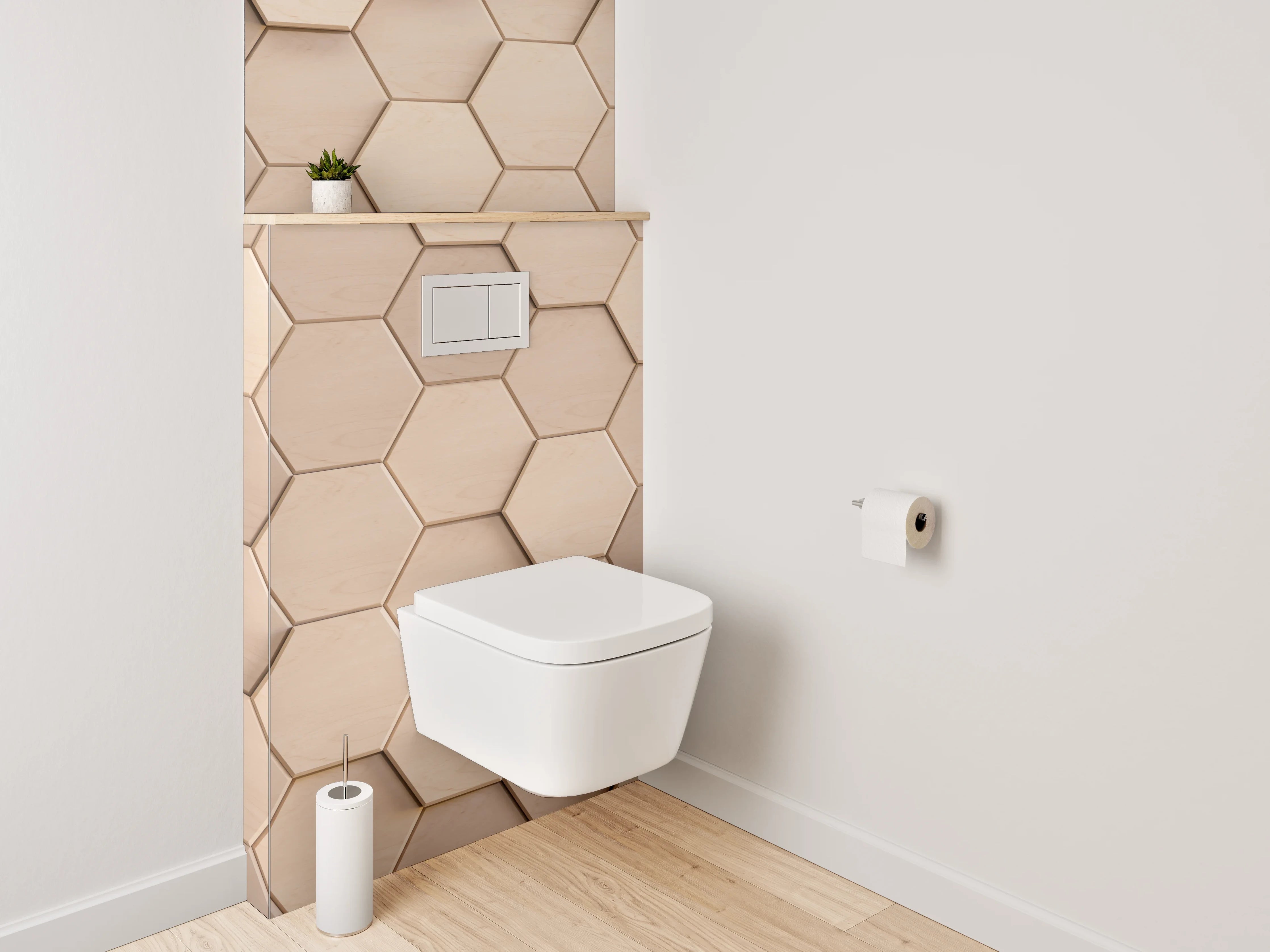 WC-Rückwand - Hexagon Fliesen 3D Optik Beige