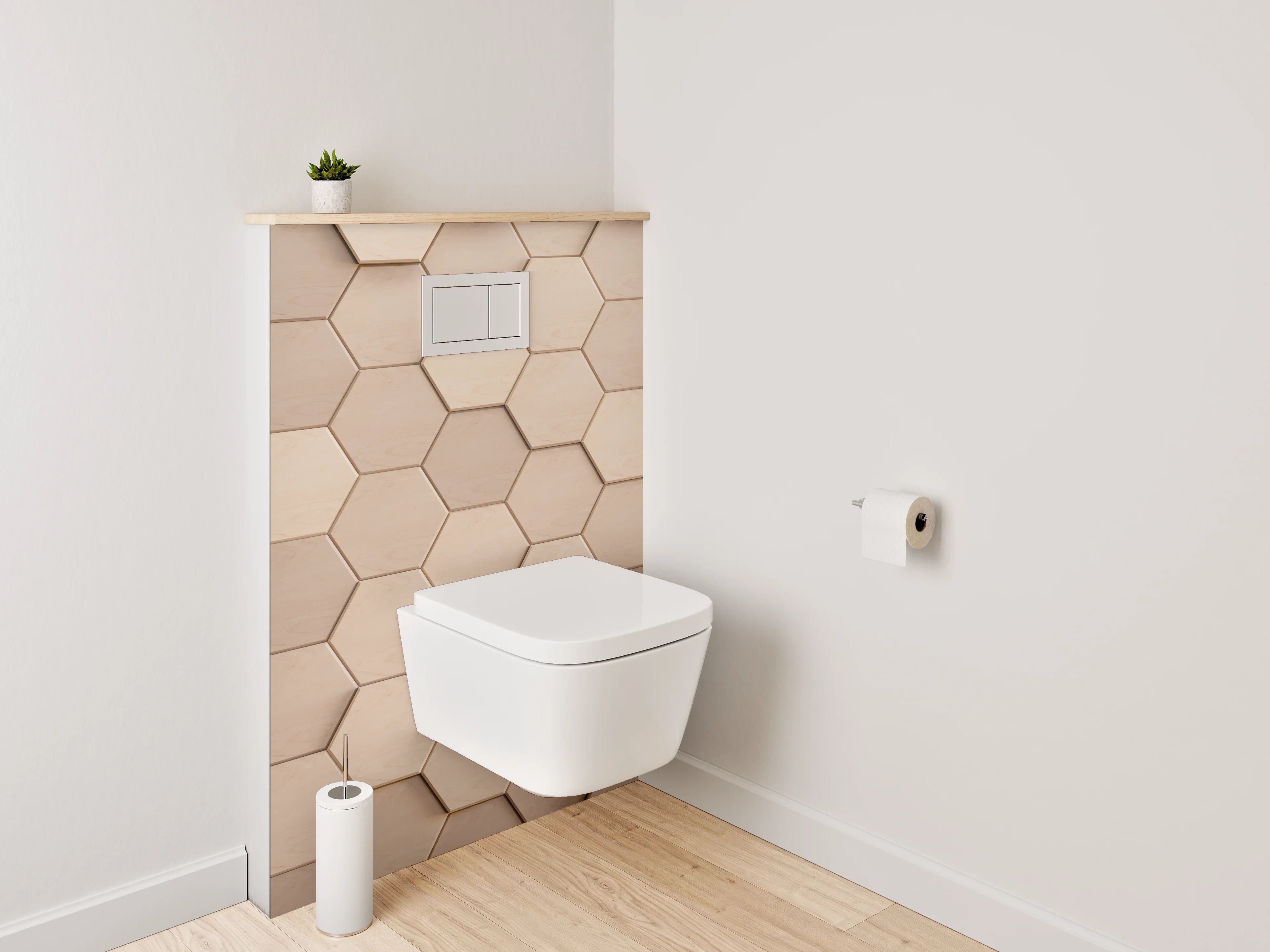 WC-Rückwand - Hexagon Fliesen 3D Optik Beige