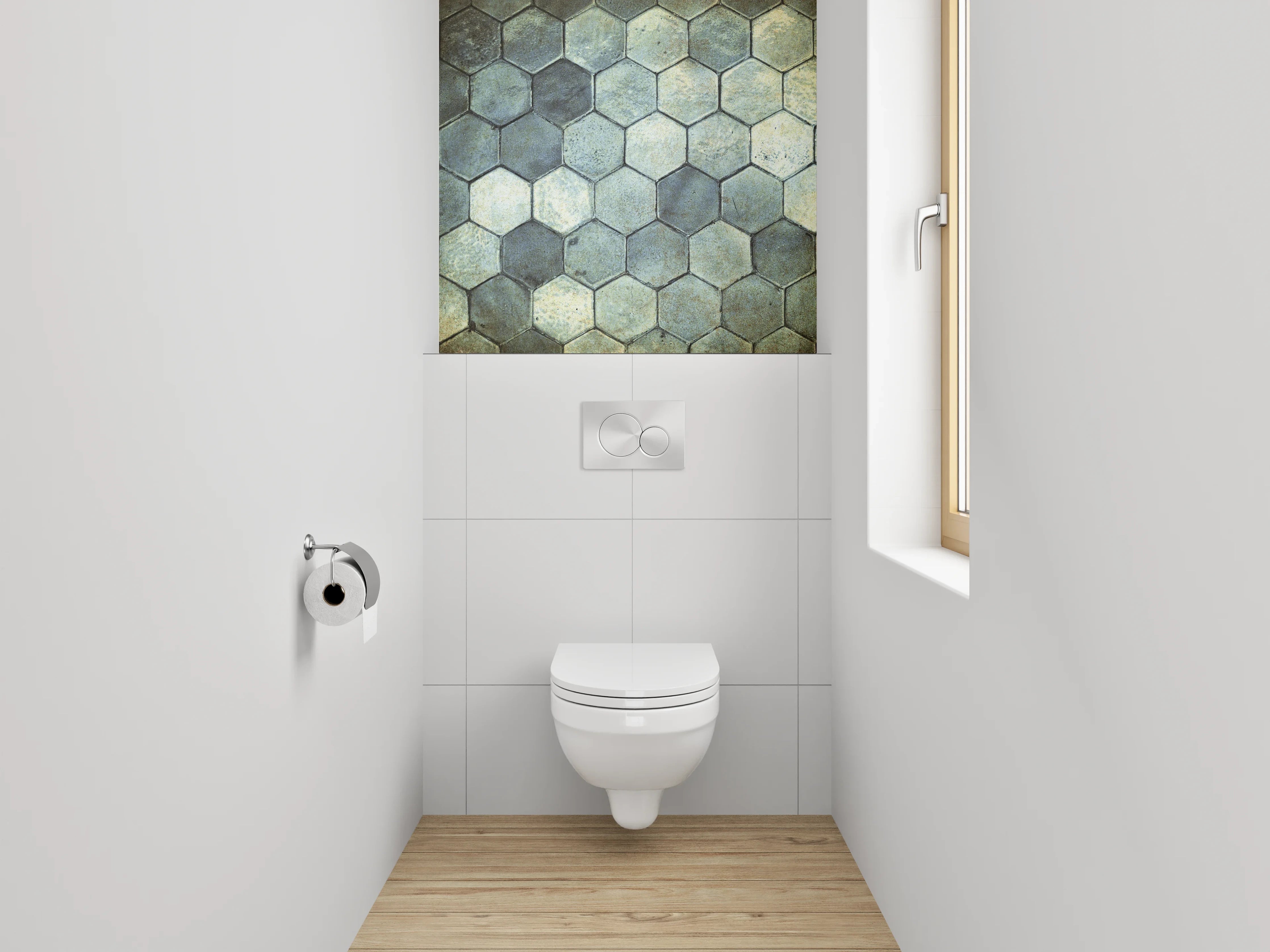 WC-Rückwand - Hexagon Fliesen Vintage Optik