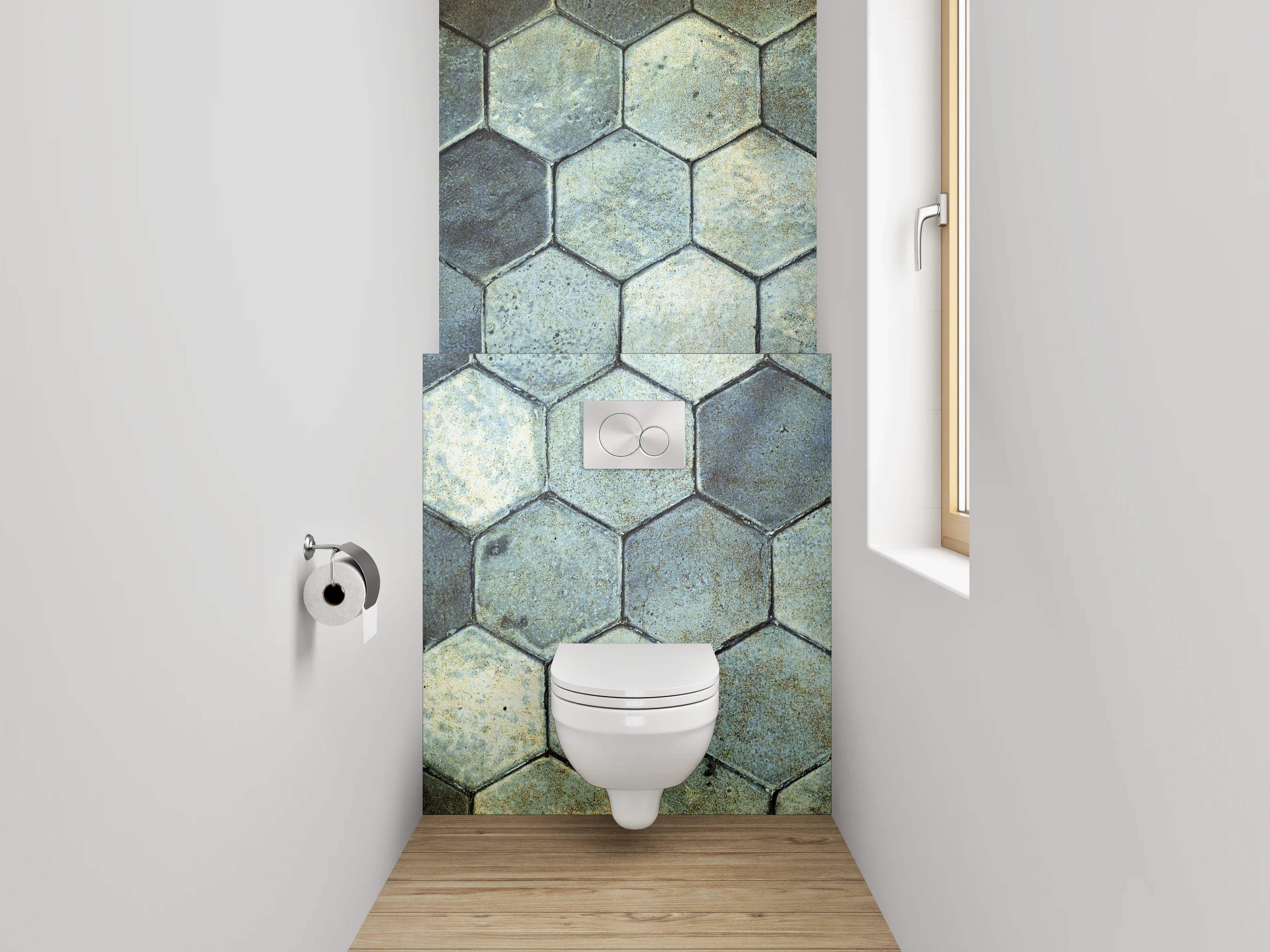 WC-Rückwand - Hexagon Fliesen Vintage Optik