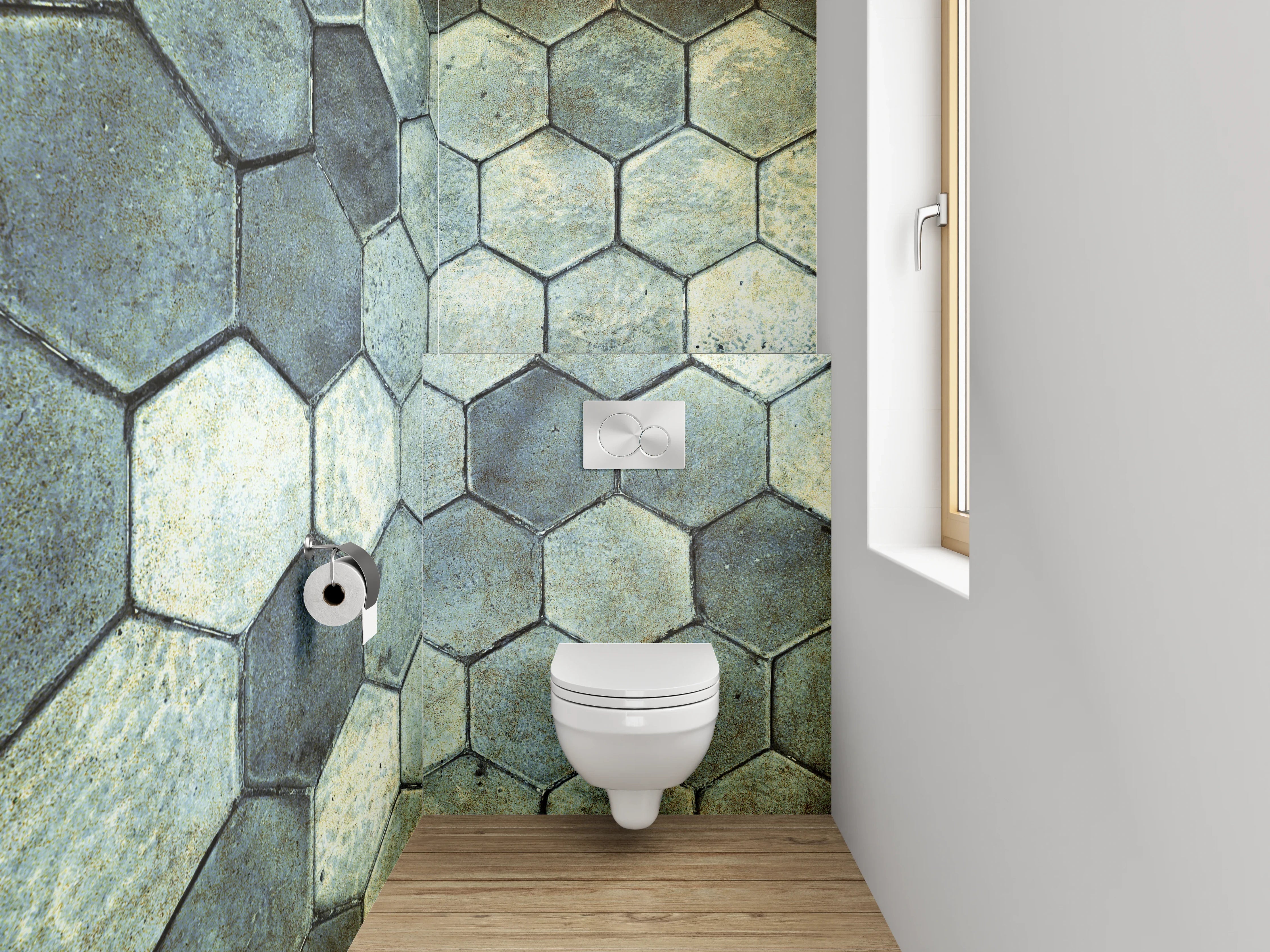 WC-Rückwand - Hexagon Fliesen Vintage Optik
