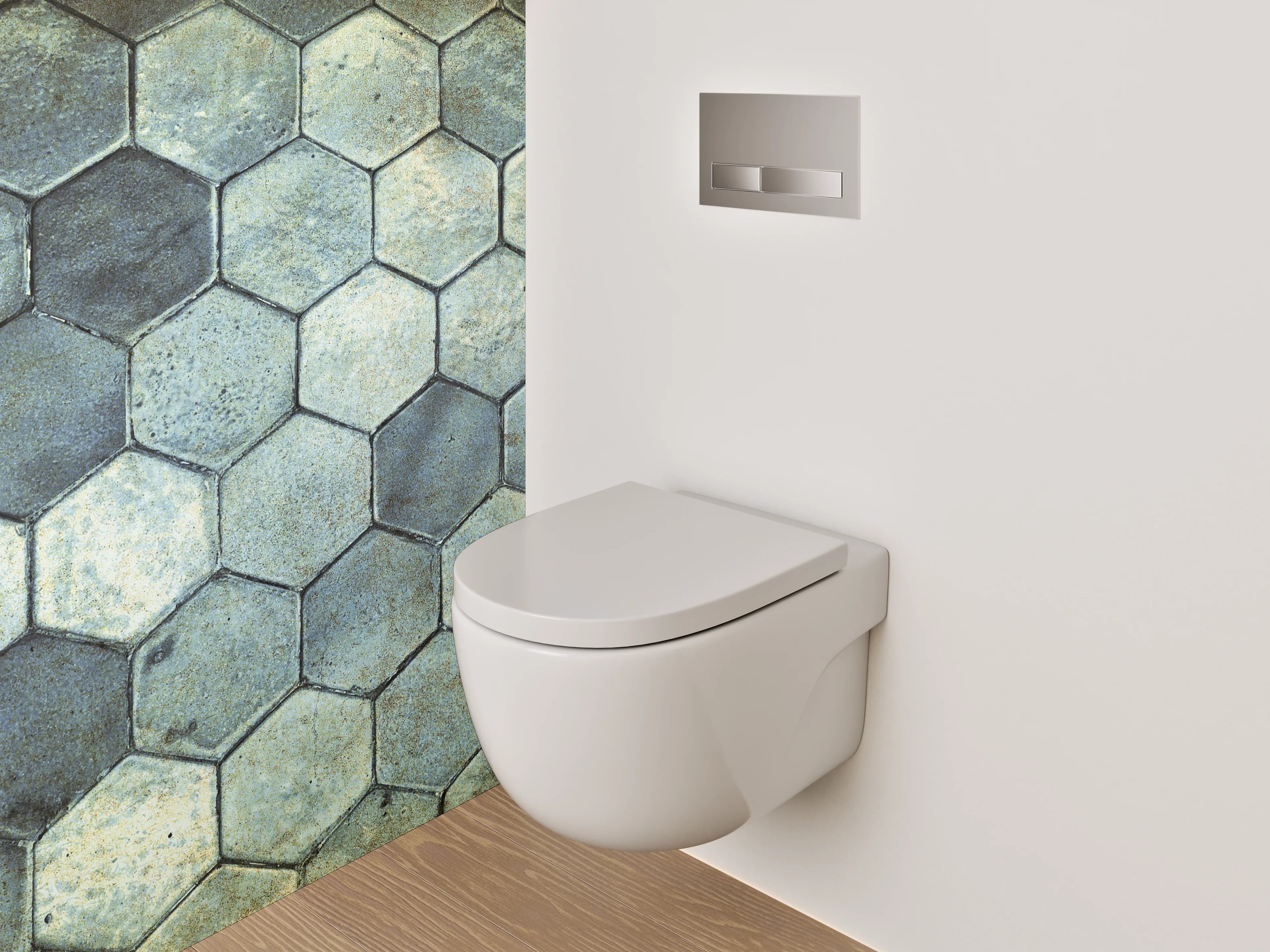 WC-Rückwand - Hexagon Fliesen Vintage Optik