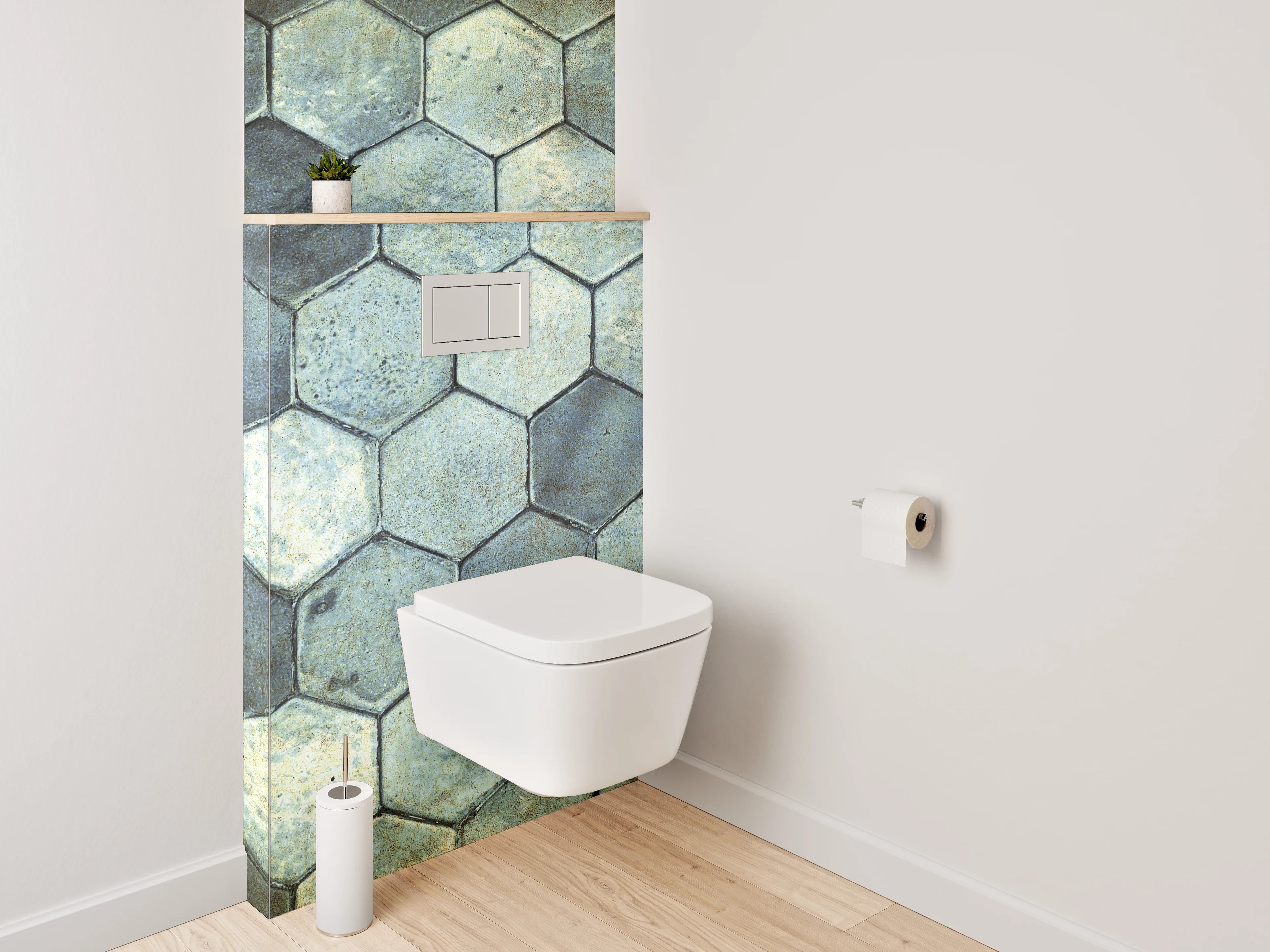 WC-Rückwand - Hexagon Fliesen Vintage Optik