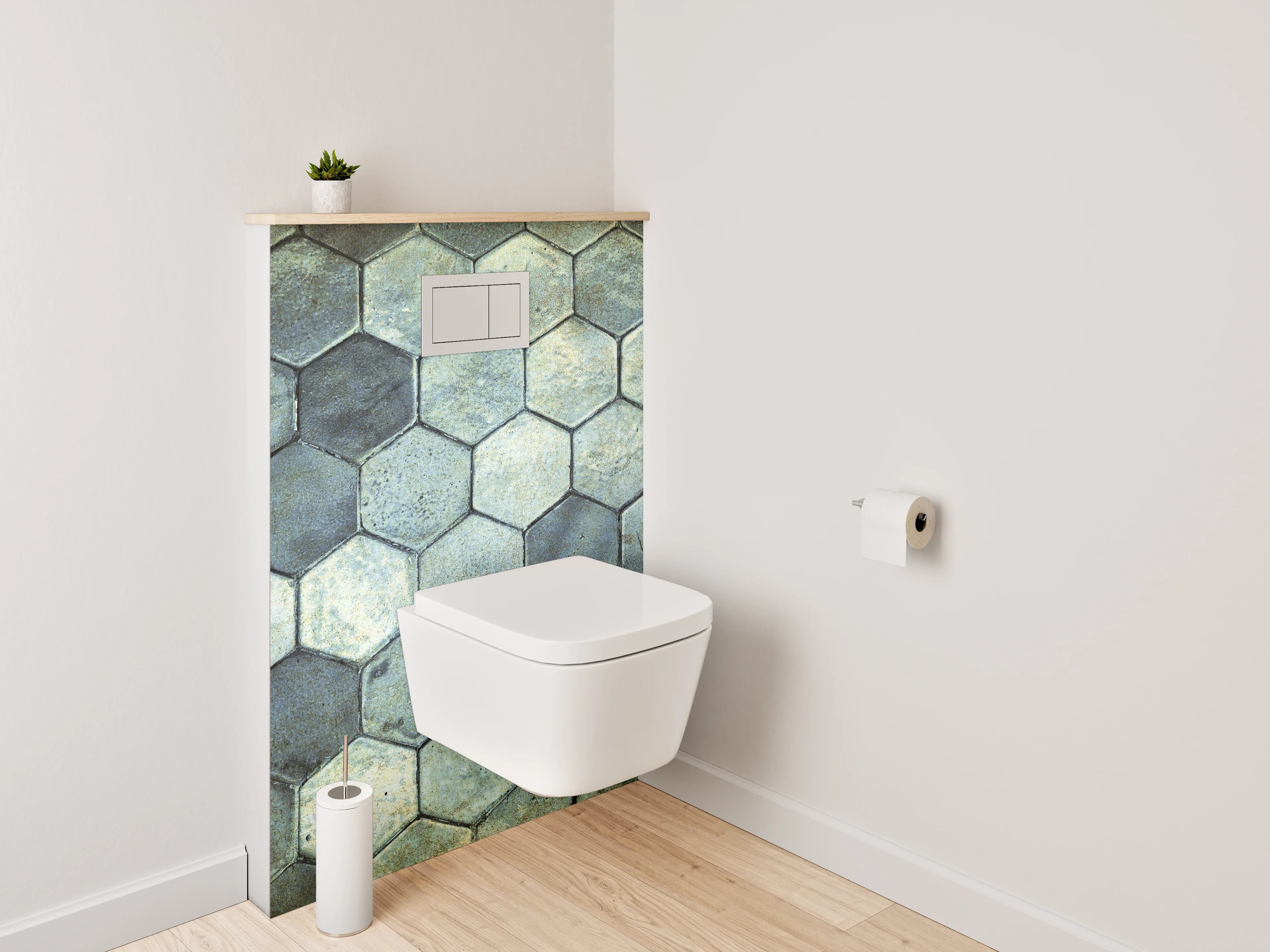 WC-Rückwand - Hexagon Fliesen Vintage Optik