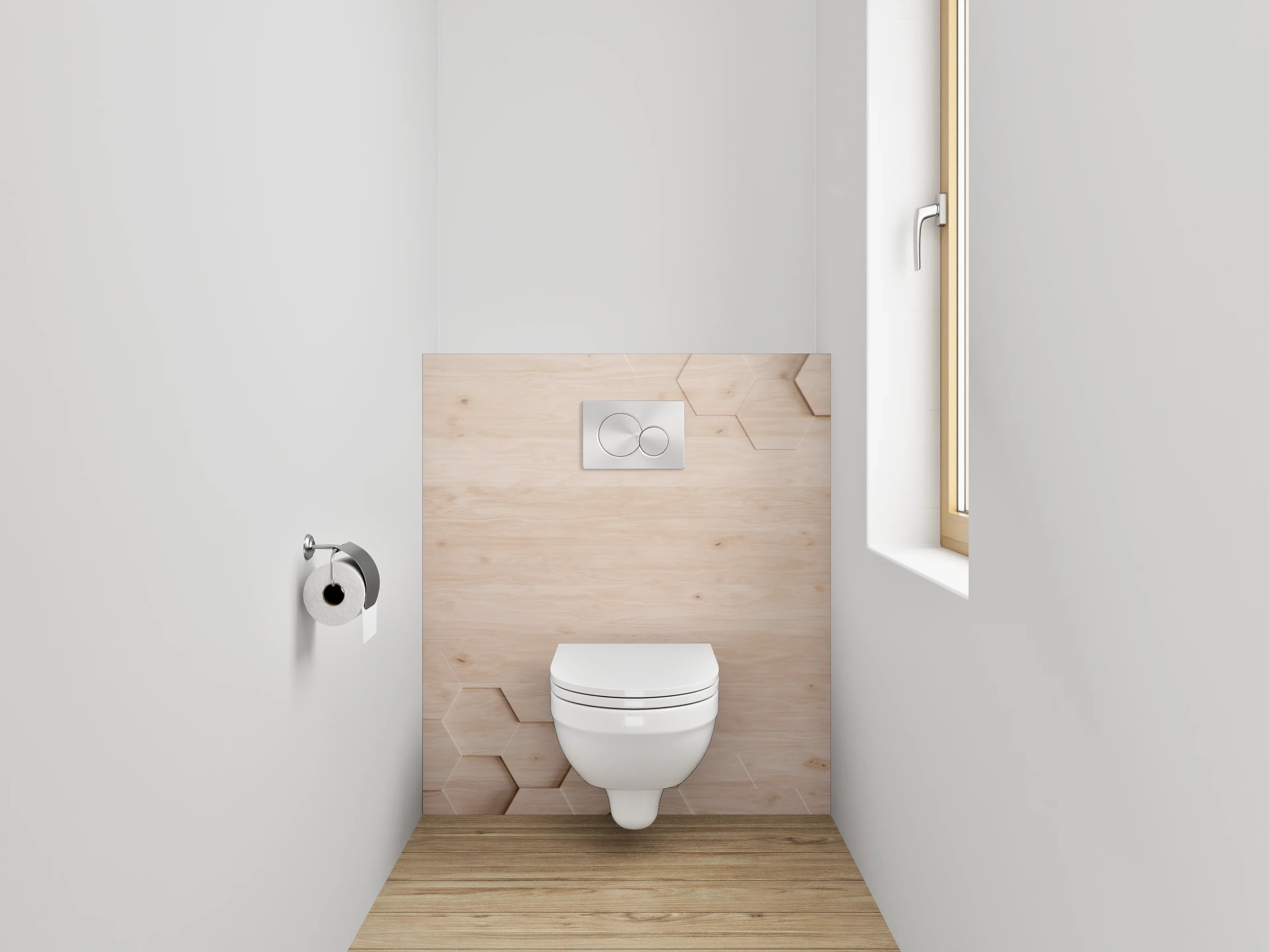 WC-Rückwand - Hexagon Holz Muster Modern