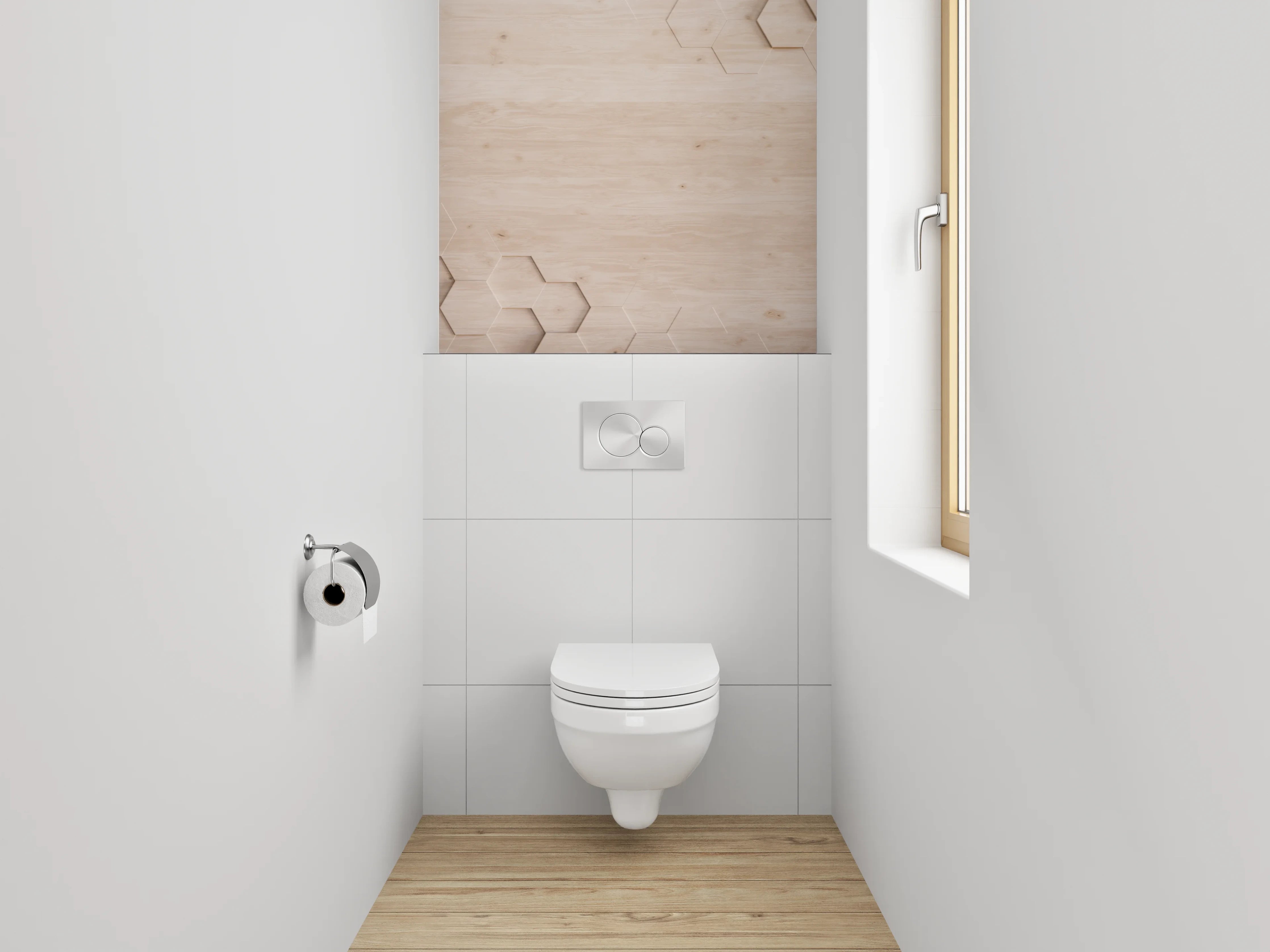 WC-Rückwand - Hexagon Holz Muster Modern