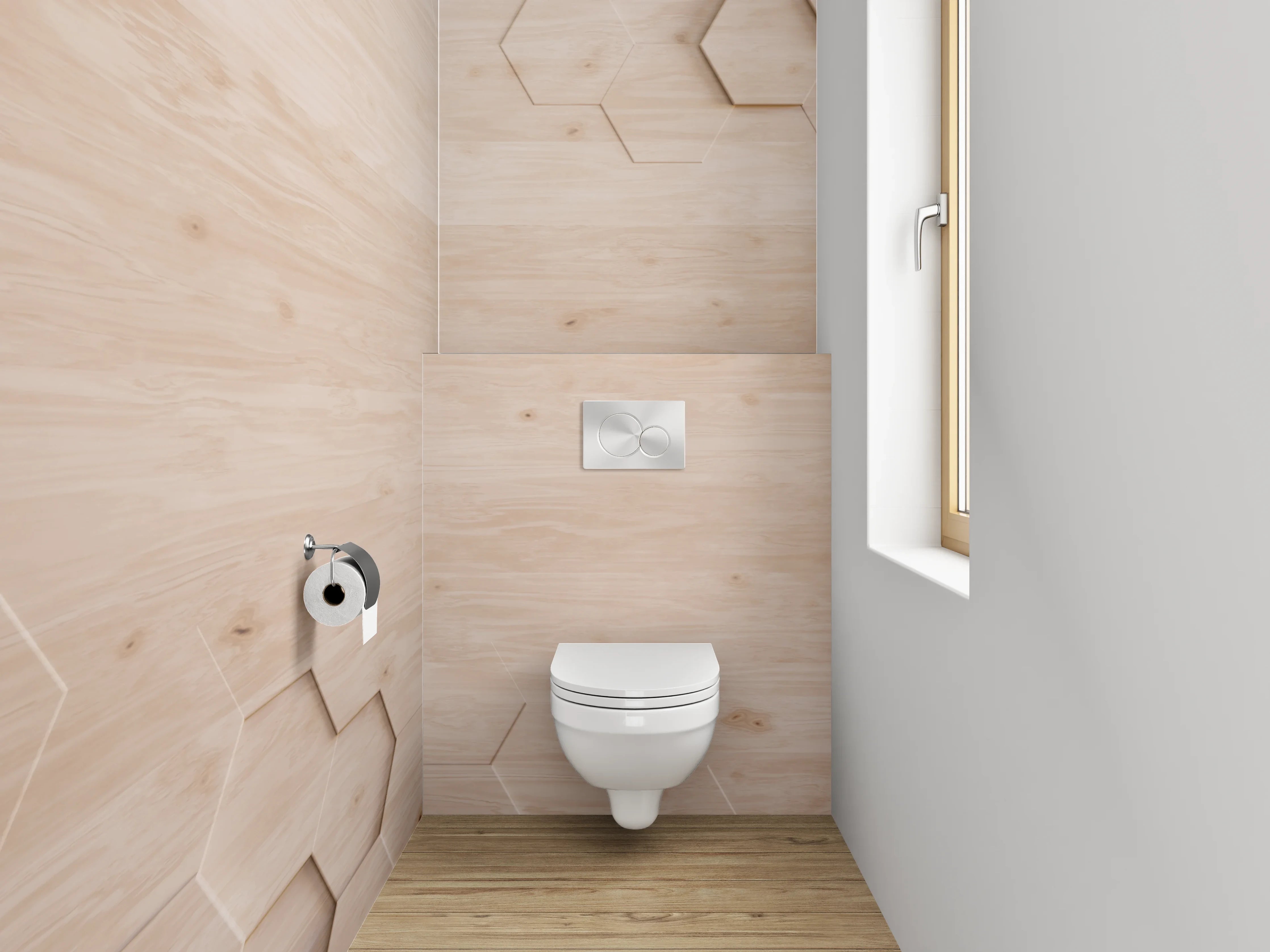 WC-Rückwand - Hexagon Holz Muster Modern