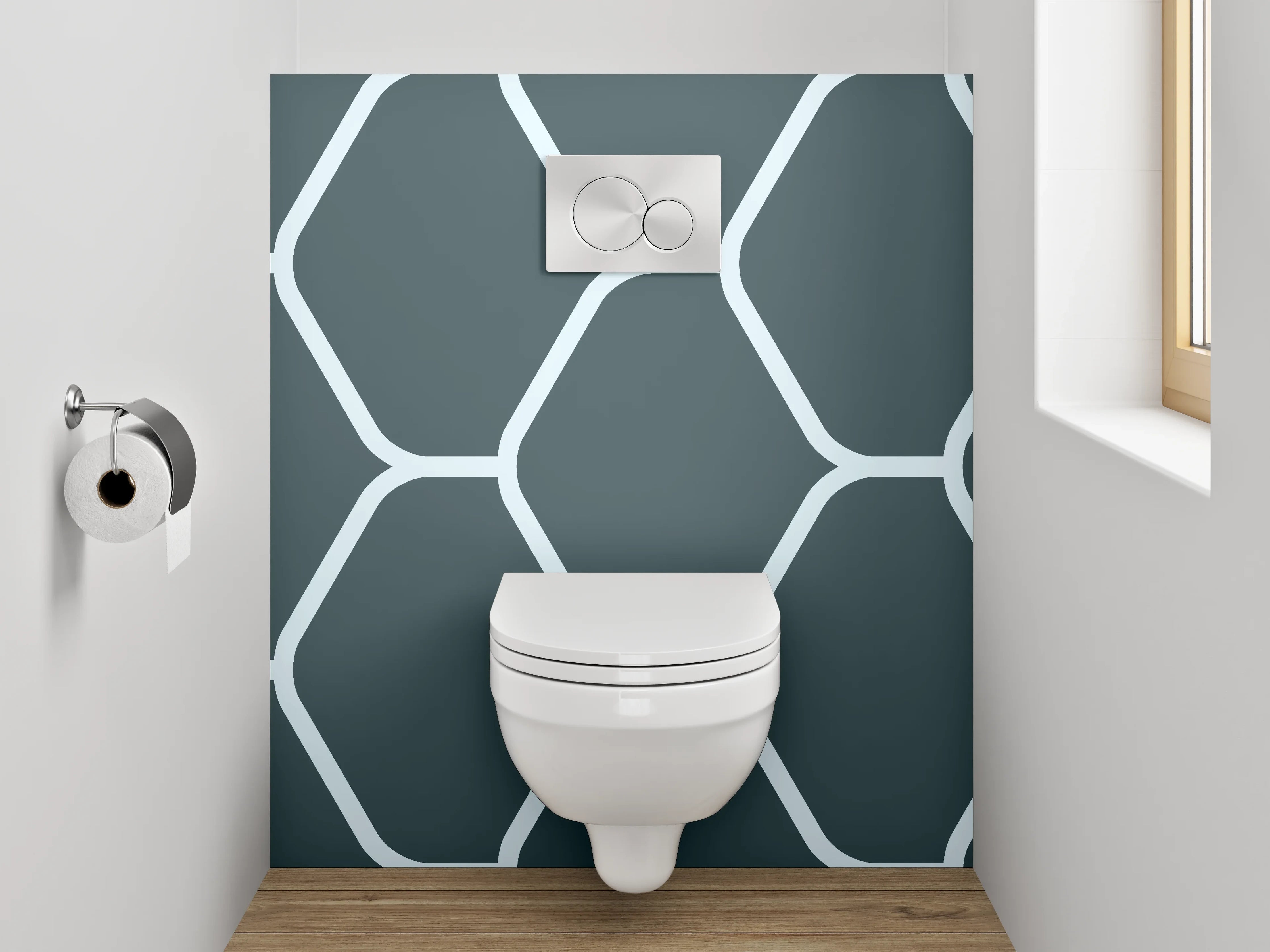 WC-Rückwand - Hexagon-Mosaik Fliesenmuster Grau