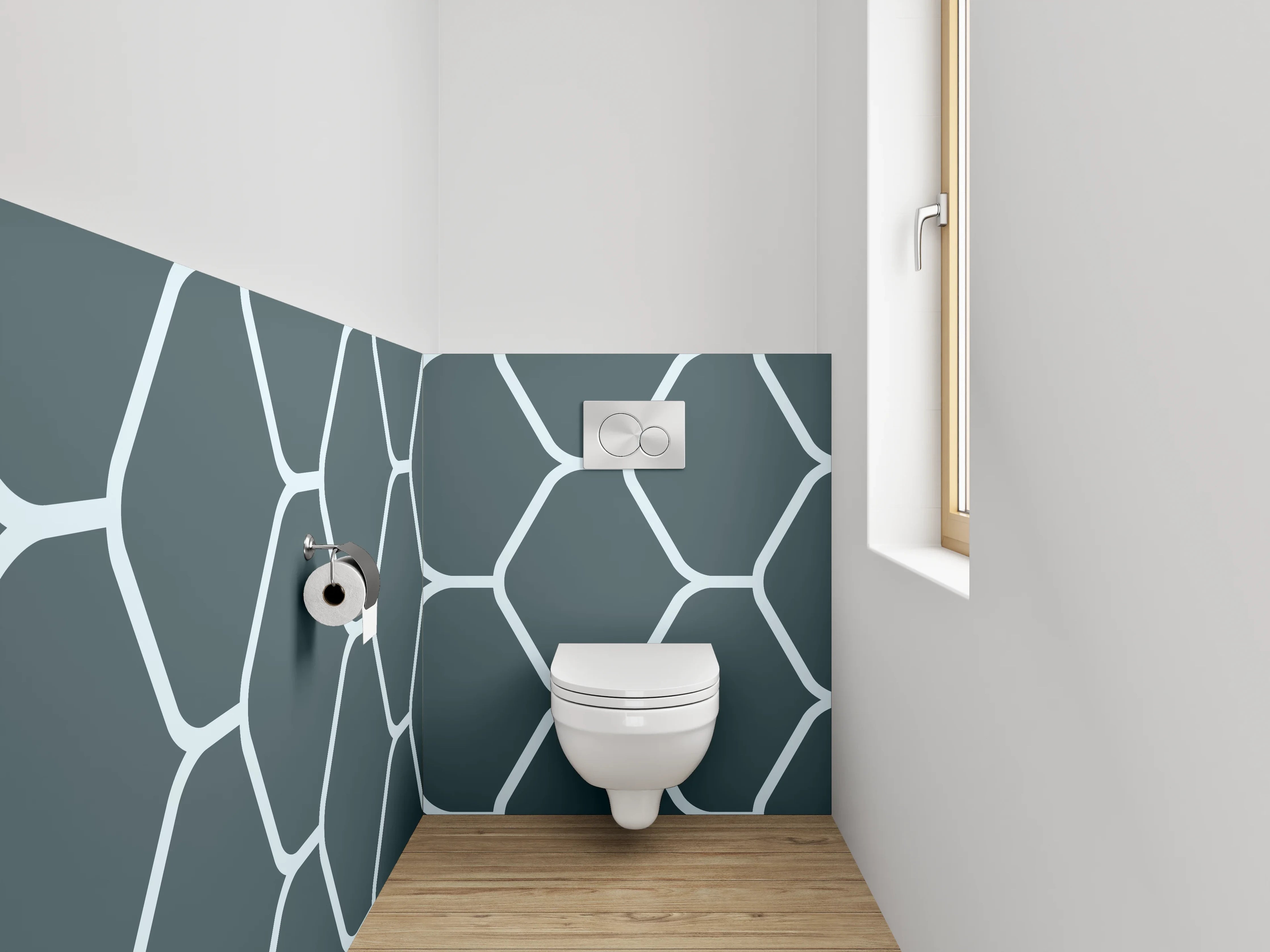 WC-Rückwand - Hexagon-Mosaik Fliesenmuster Grau