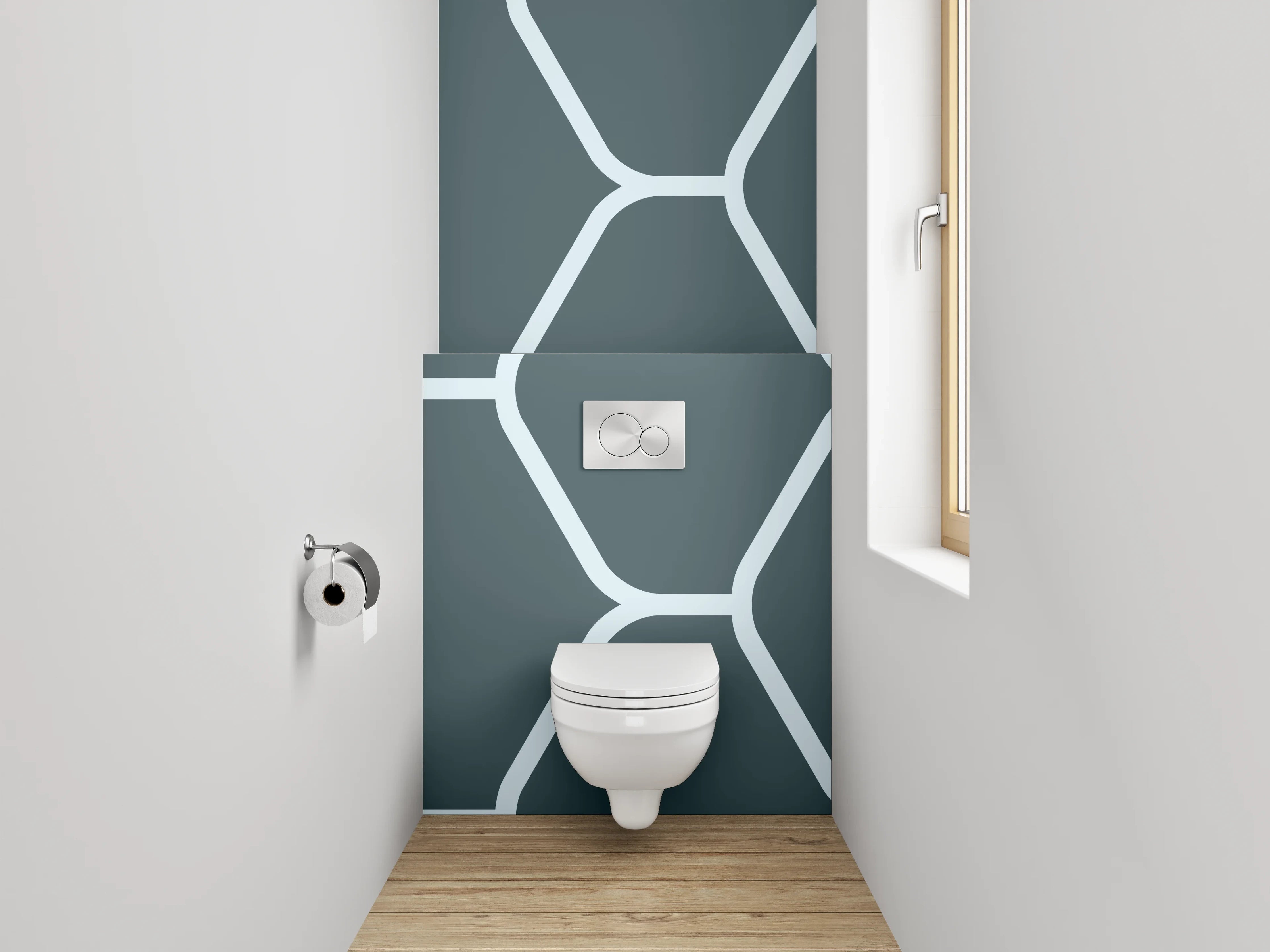 WC-Rückwand - Hexagon-Mosaik Fliesenmuster Grau