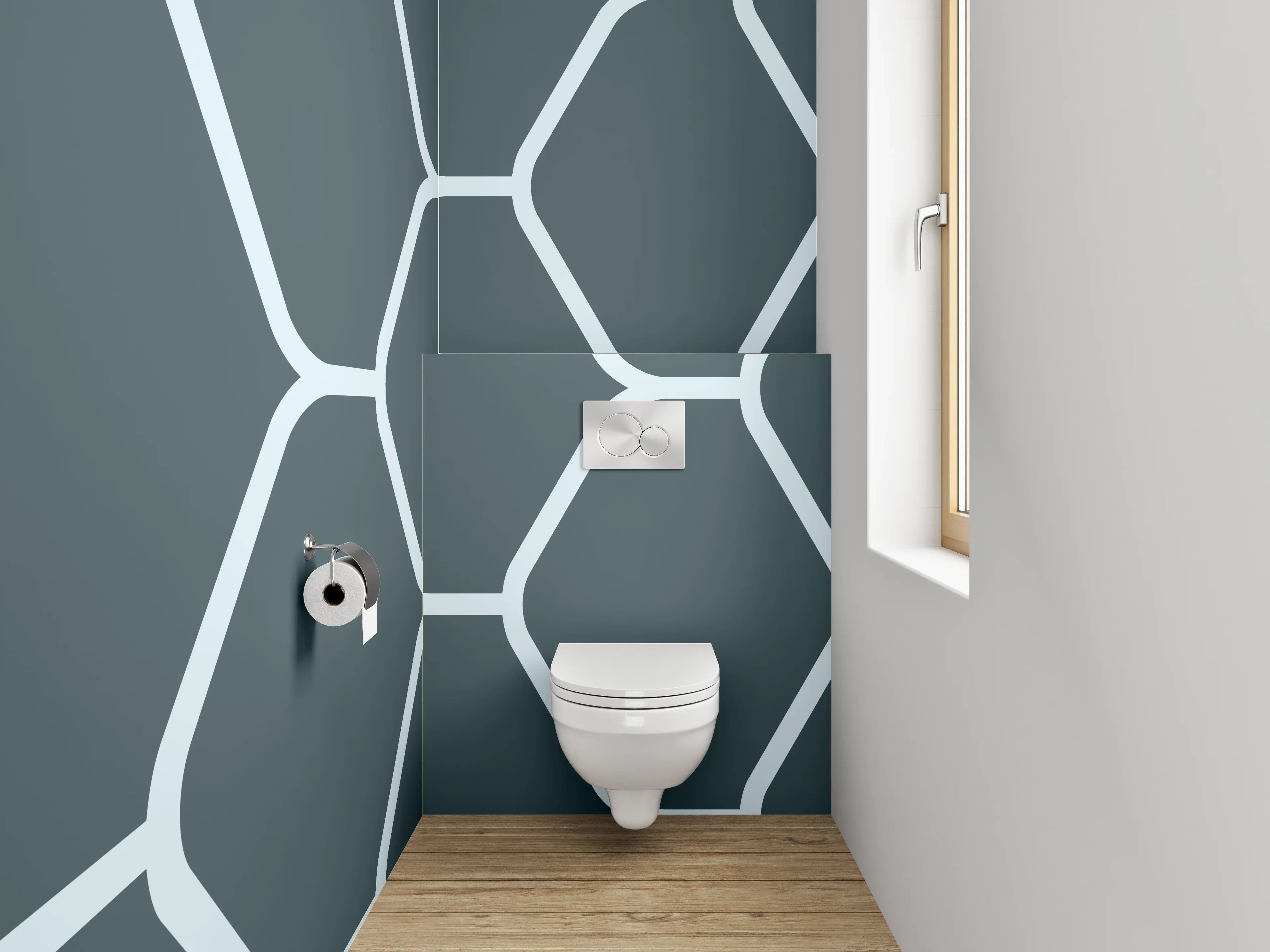 WC-Rückwand - Hexagon-Mosaik Fliesenmuster Grau