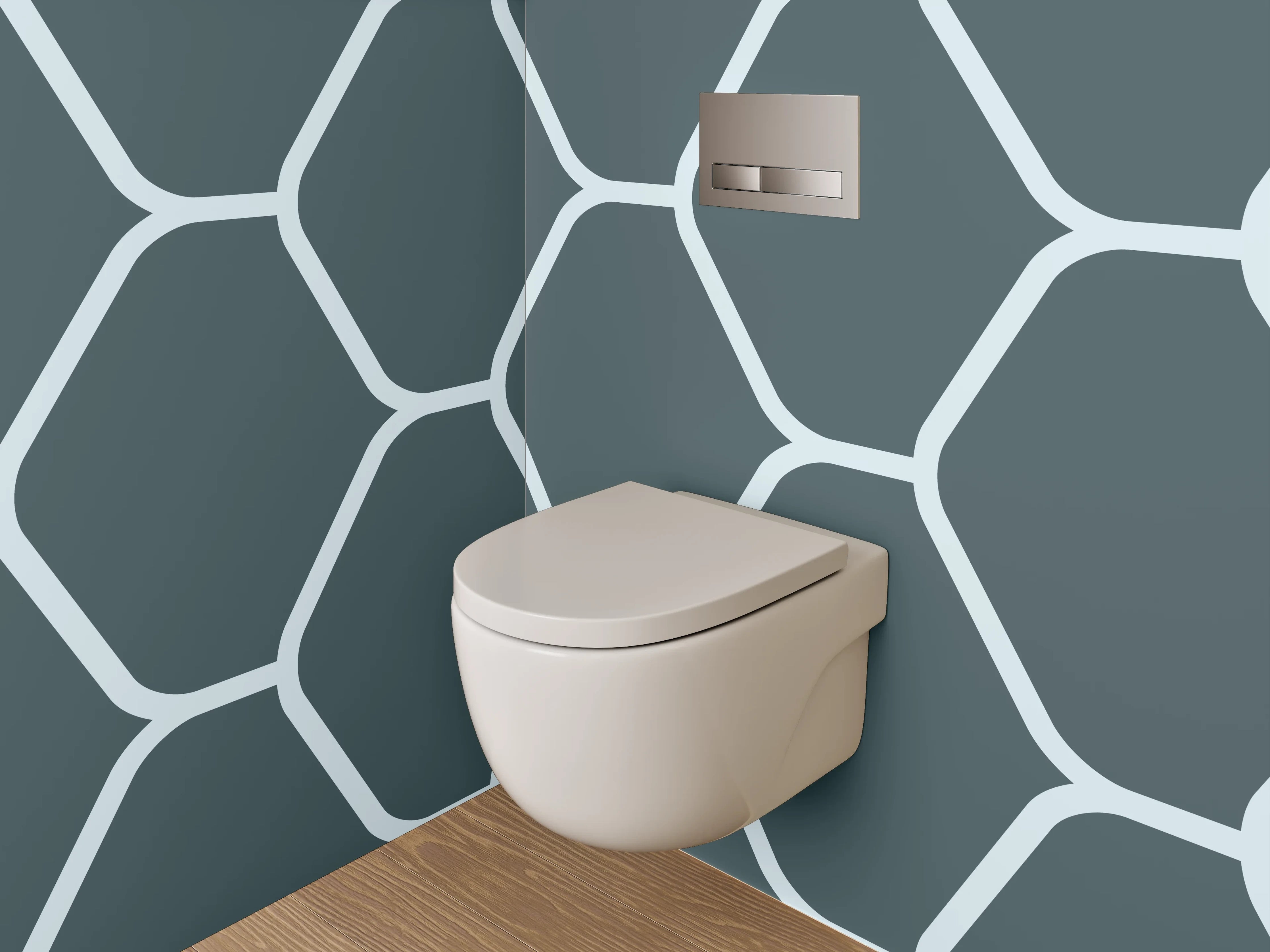WC-Rückwand - Hexagon-Mosaik Fliesenmuster Grau