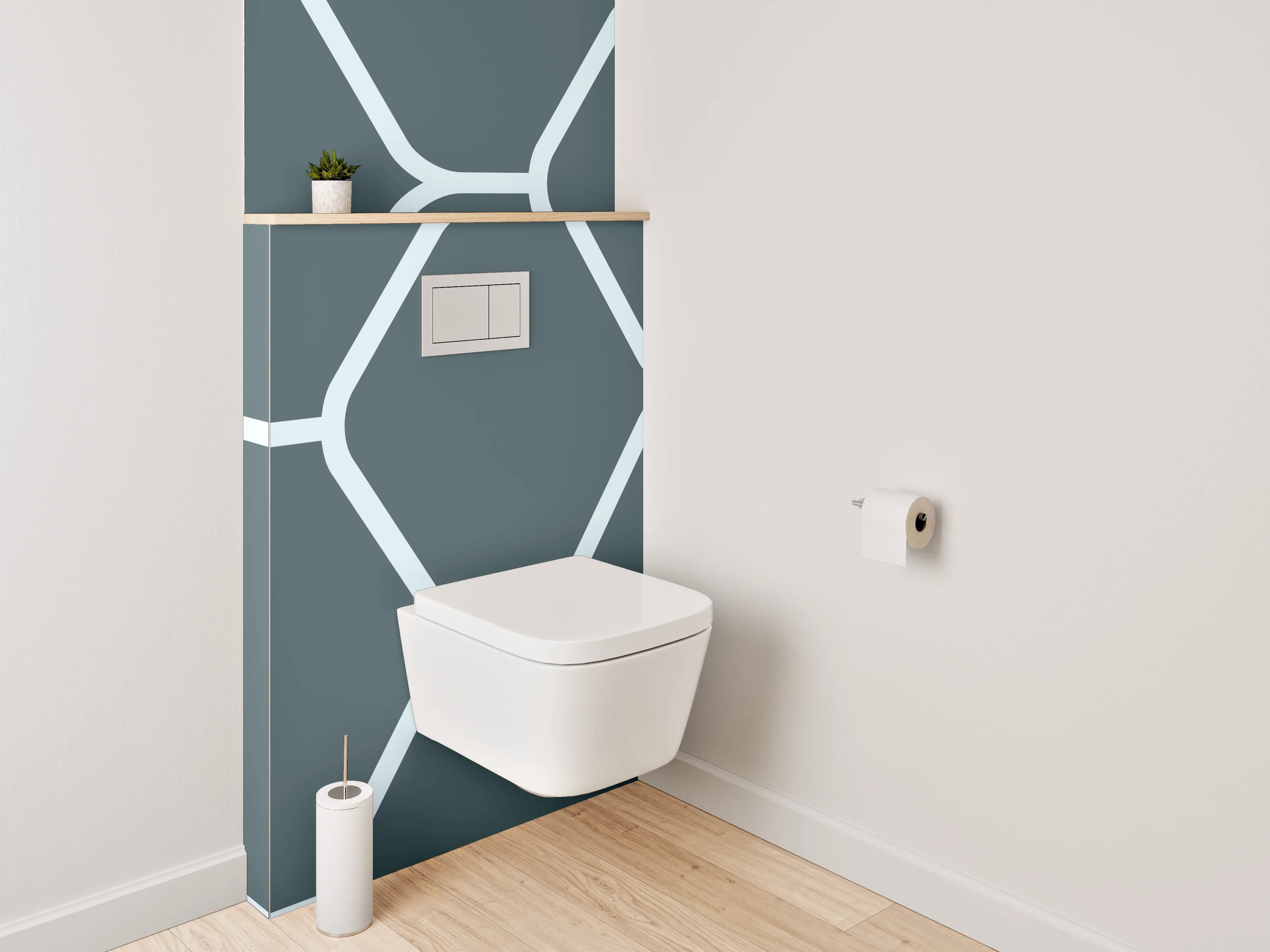 WC-Rückwand - Hexagon-Mosaik Fliesenmuster Grau