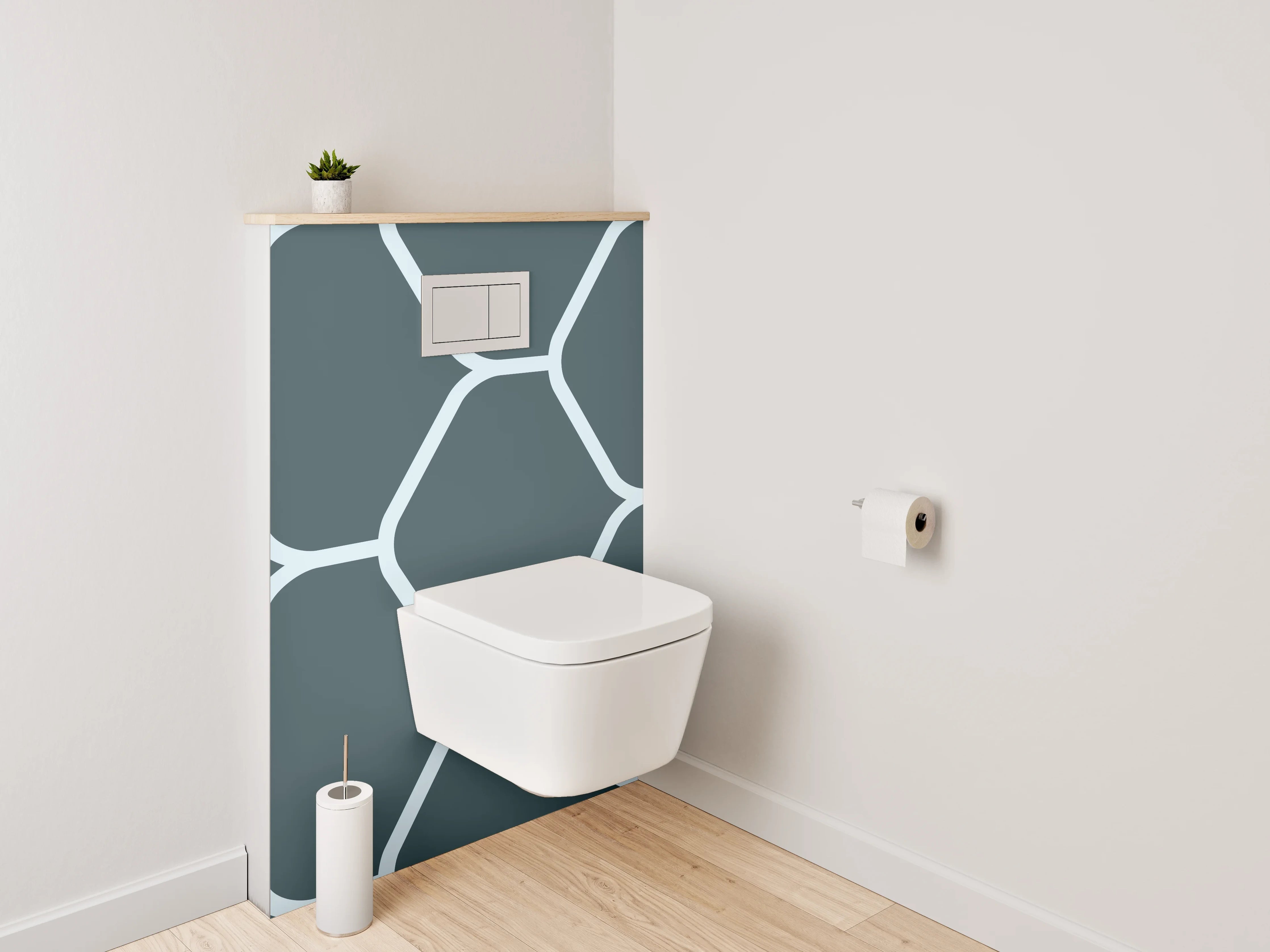 WC-Rückwand - Hexagon-Mosaik Fliesenmuster Grau