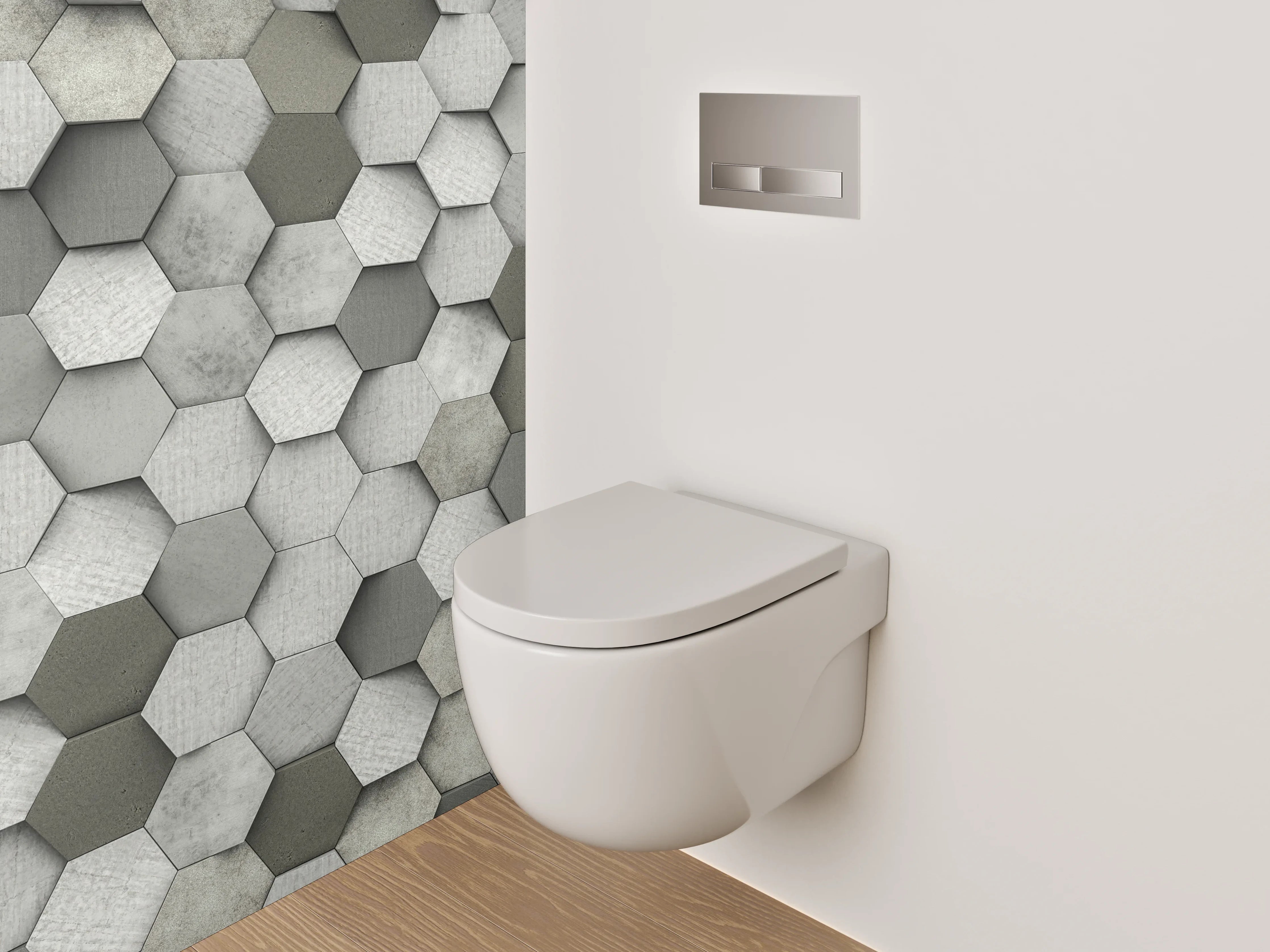 WC-Rückwand - Hexagon Mosaik Grau Weiß Modern