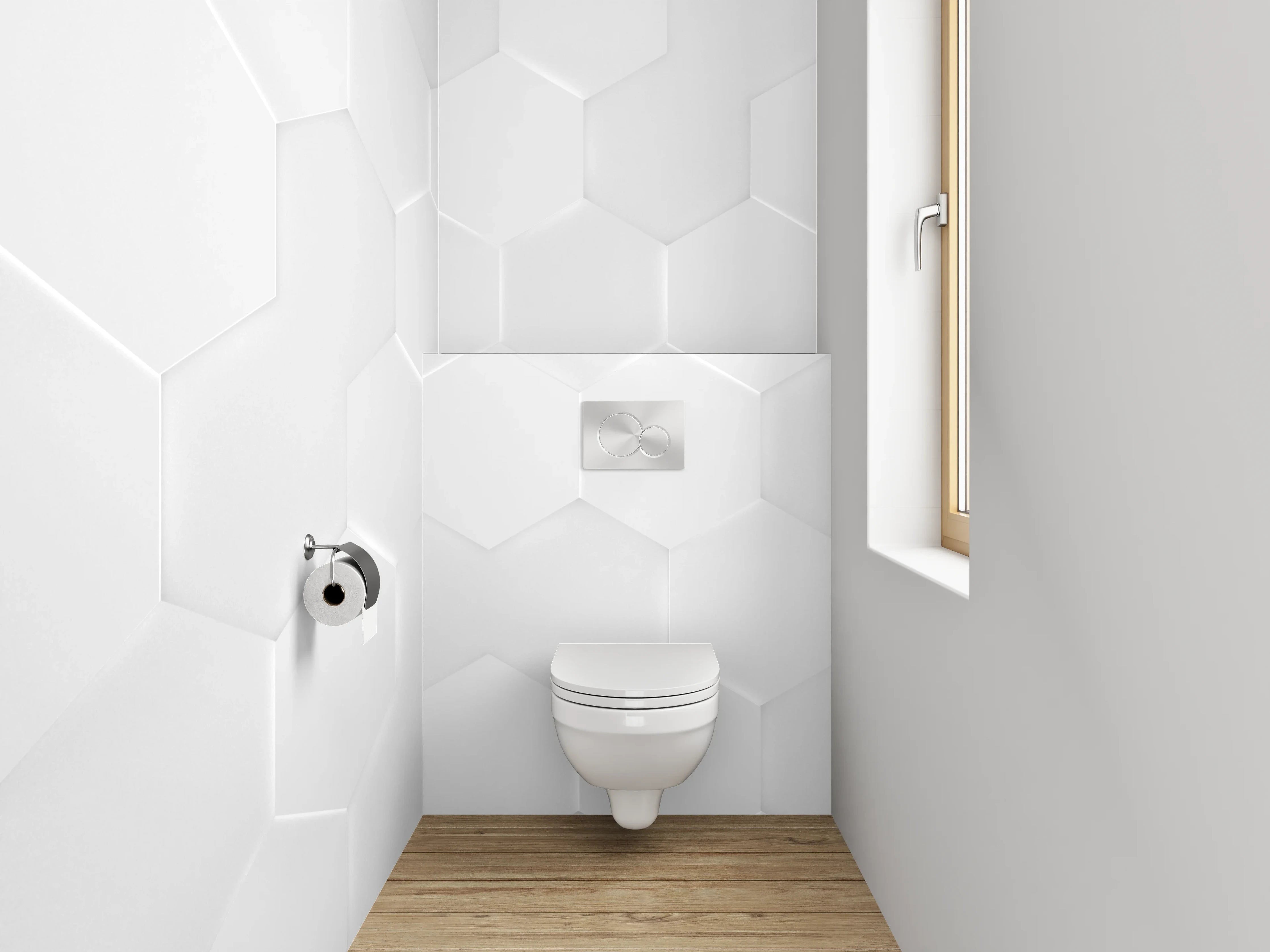 WC-Rückwand - Hexagon Weiß Struktur Wanddekor