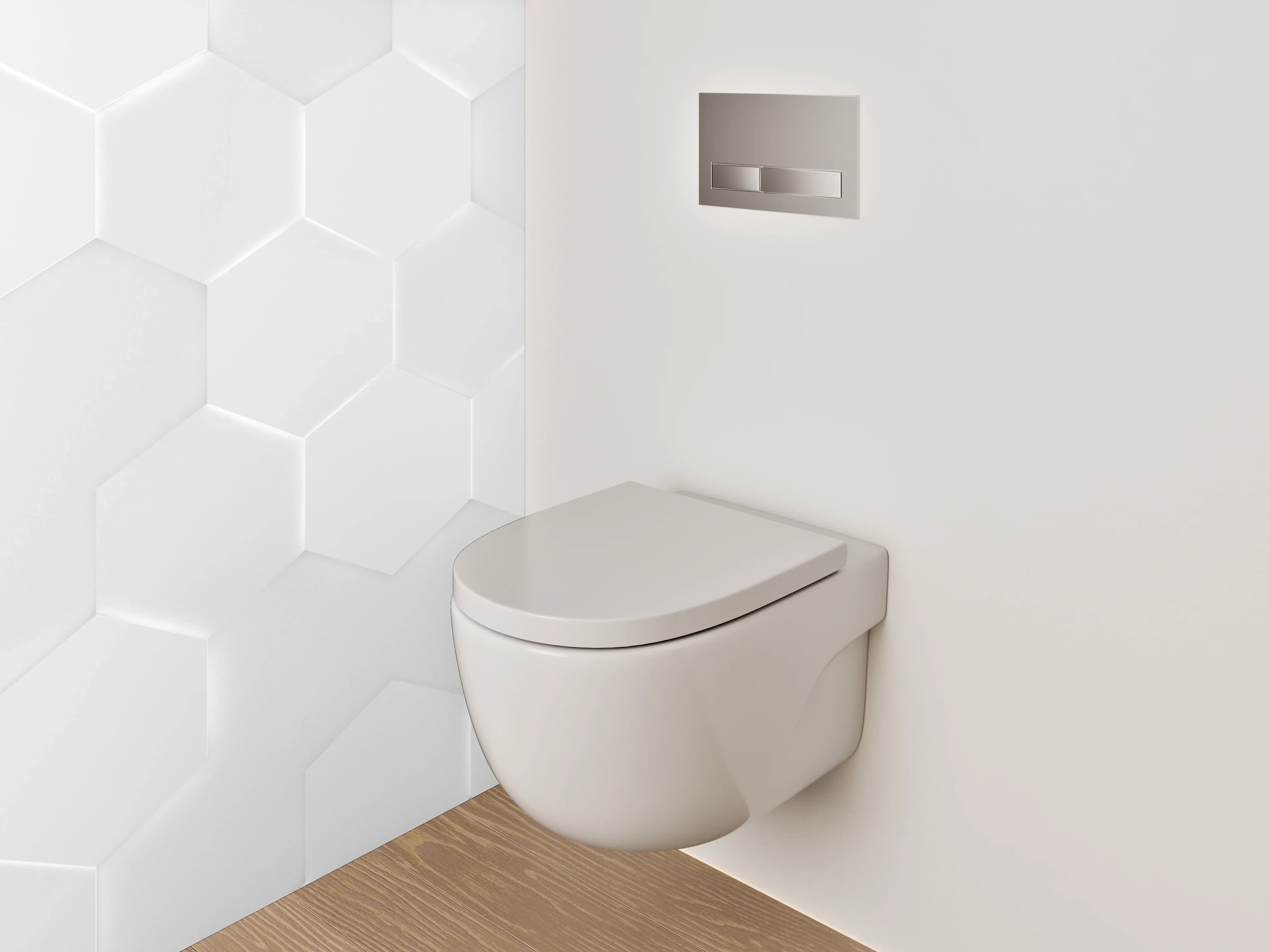 WC-Rückwand - Hexagon Weiß Struktur Wanddekor