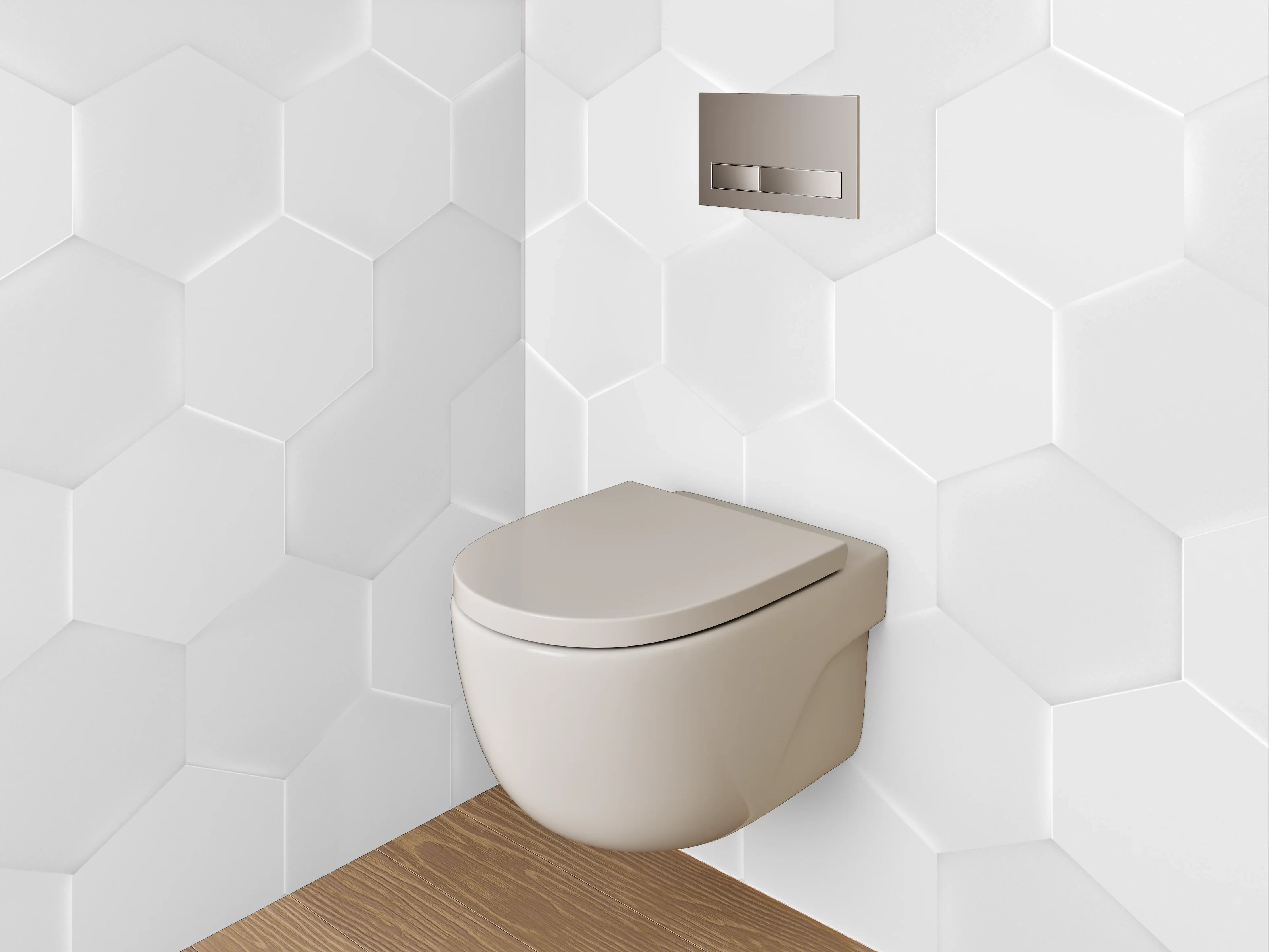 WC-Rückwand - Hexagon Weiß Struktur Wanddekor