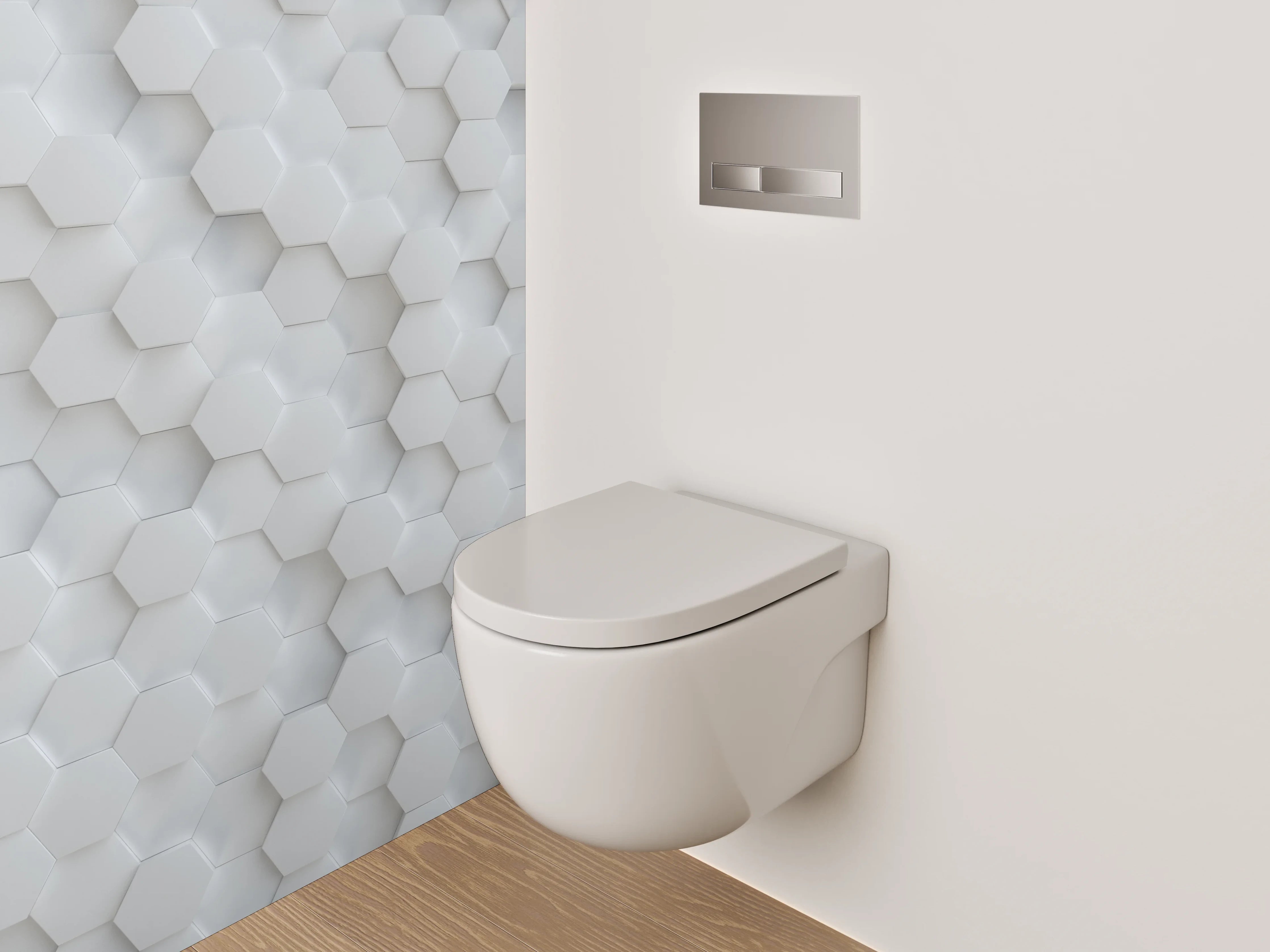 WC-Rückwand - Hexagonale 3D-Optik Weiß Grau