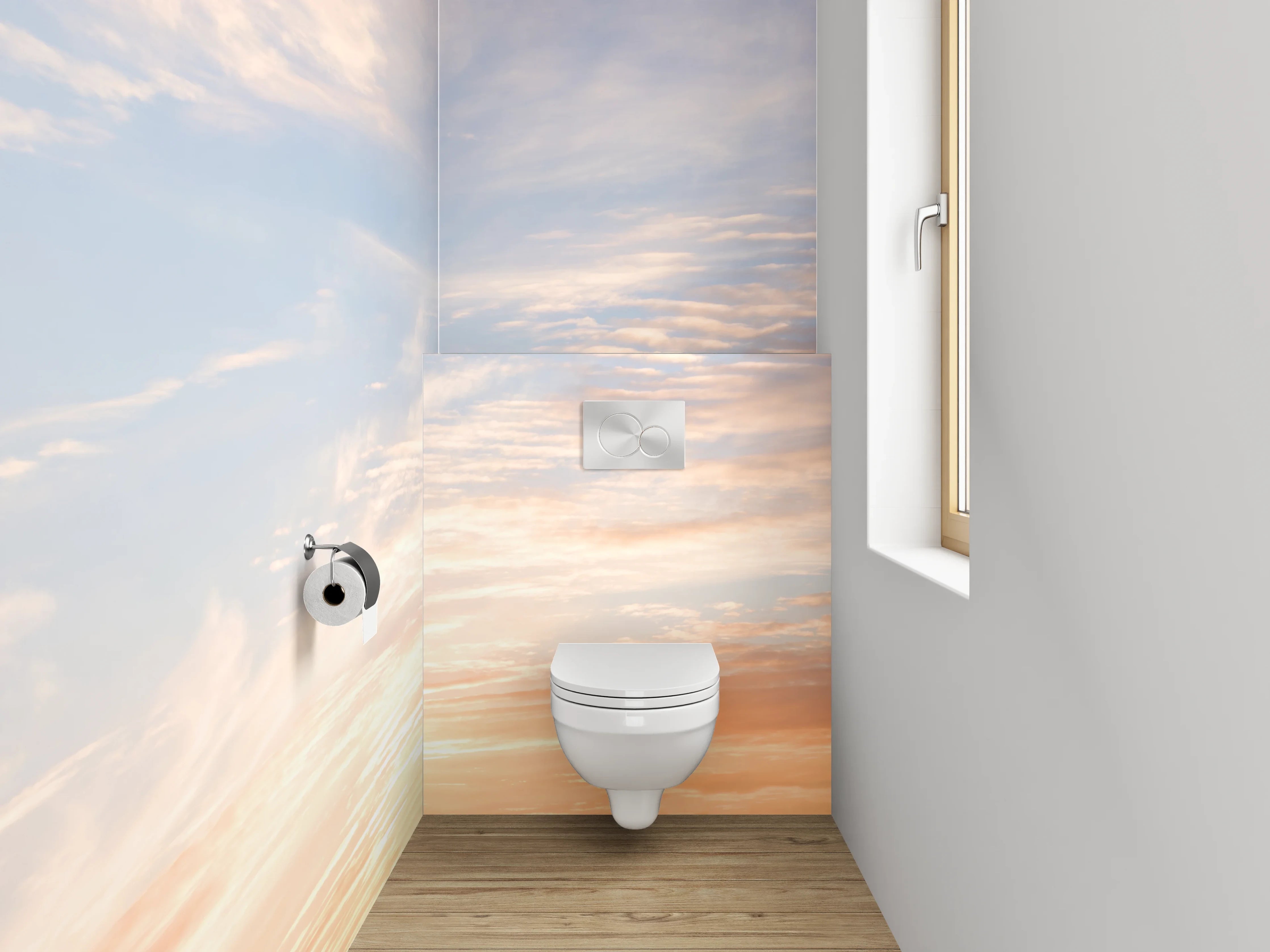WC-Rückwand - Himmelspanorama mit Sonnenuntergang