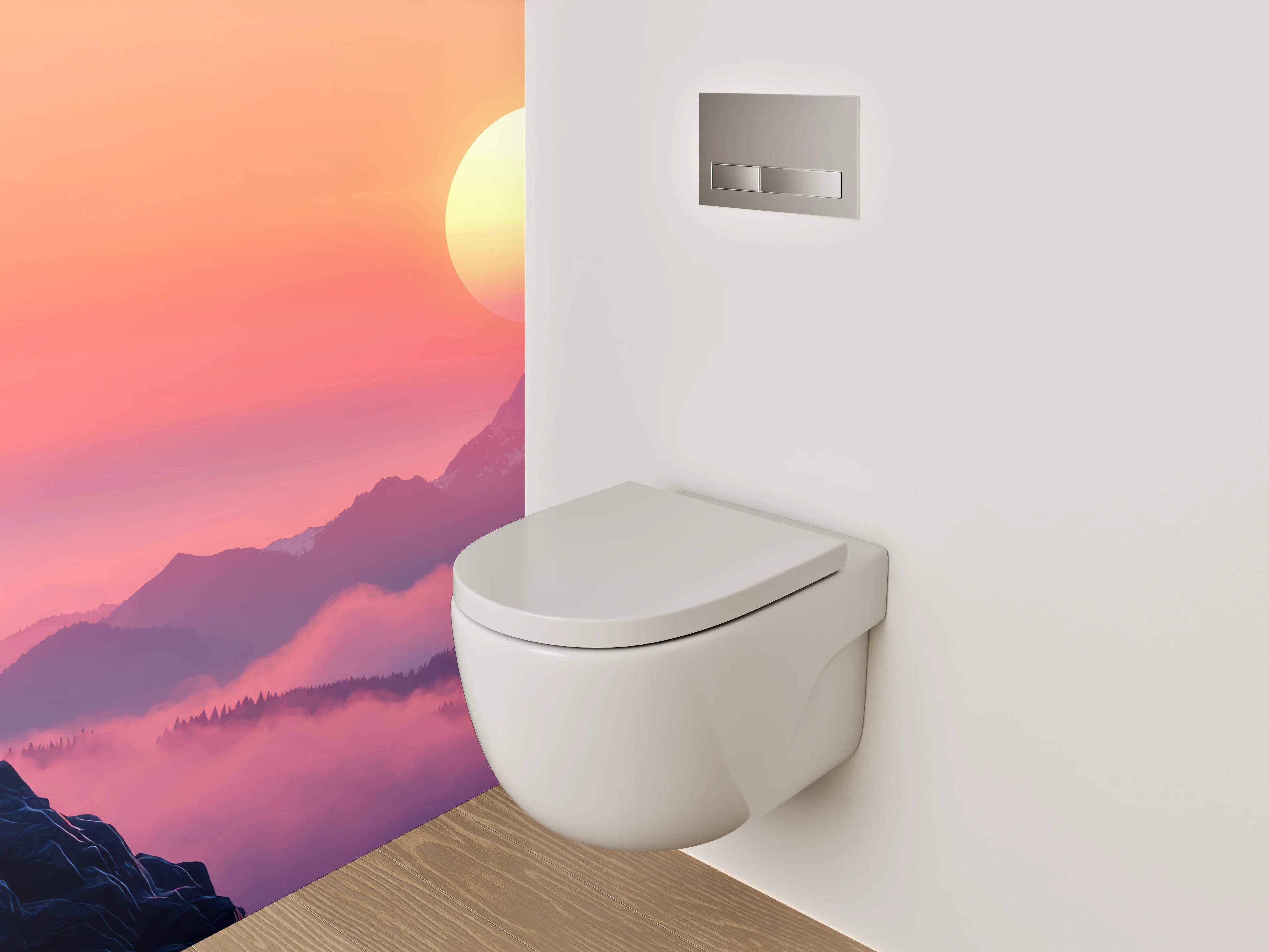 WC-Rückwand - Hirsch auf Berg im Sonnenuntergang