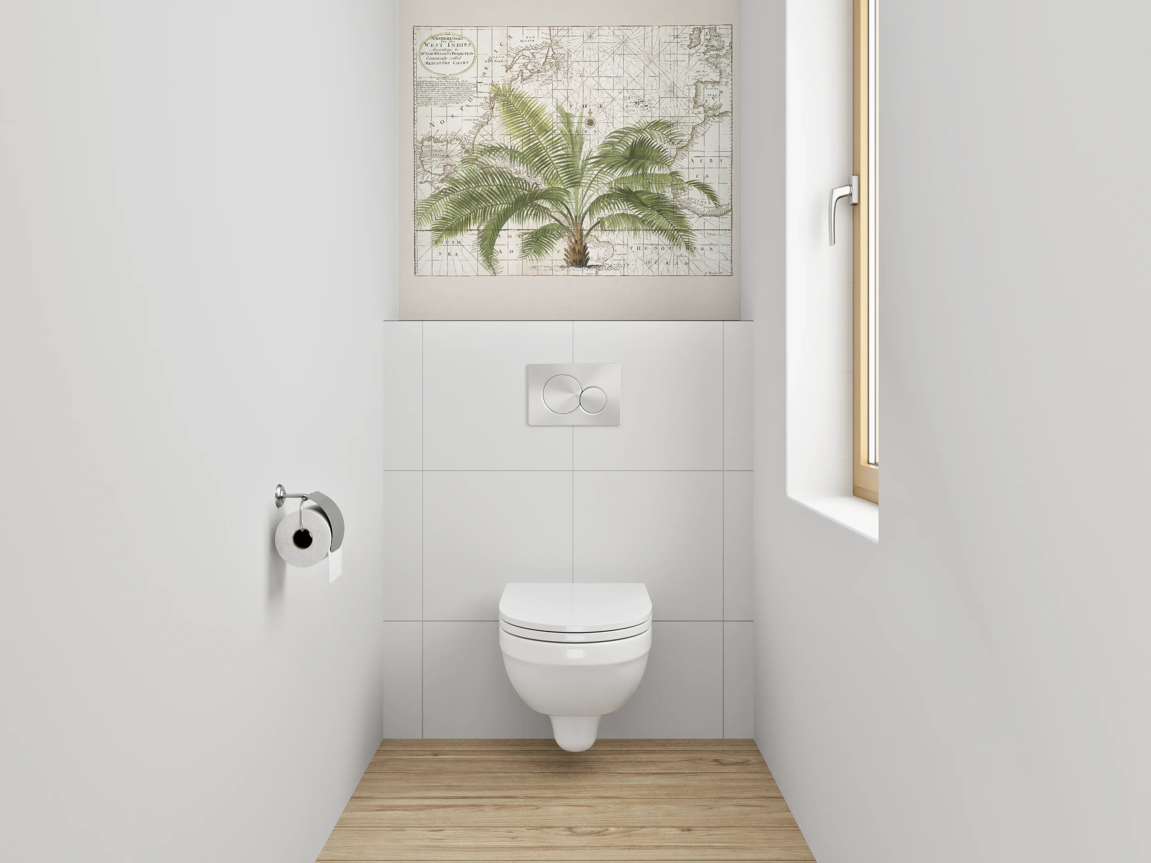 WC-Rückwand - Historische Palmenkarte Vintage Deko