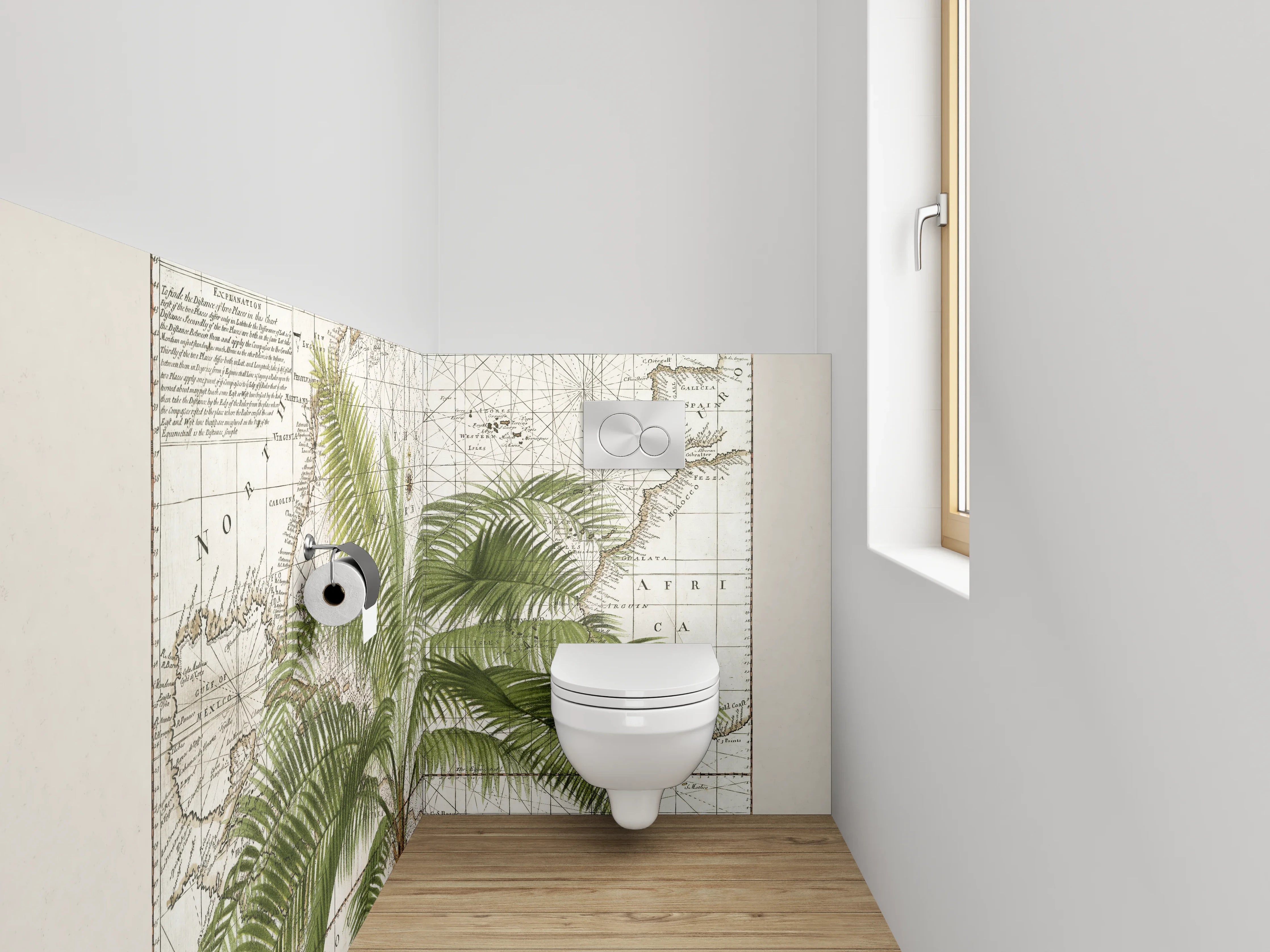 WC-Rückwand - Historische Palmenkarte Vintage Deko