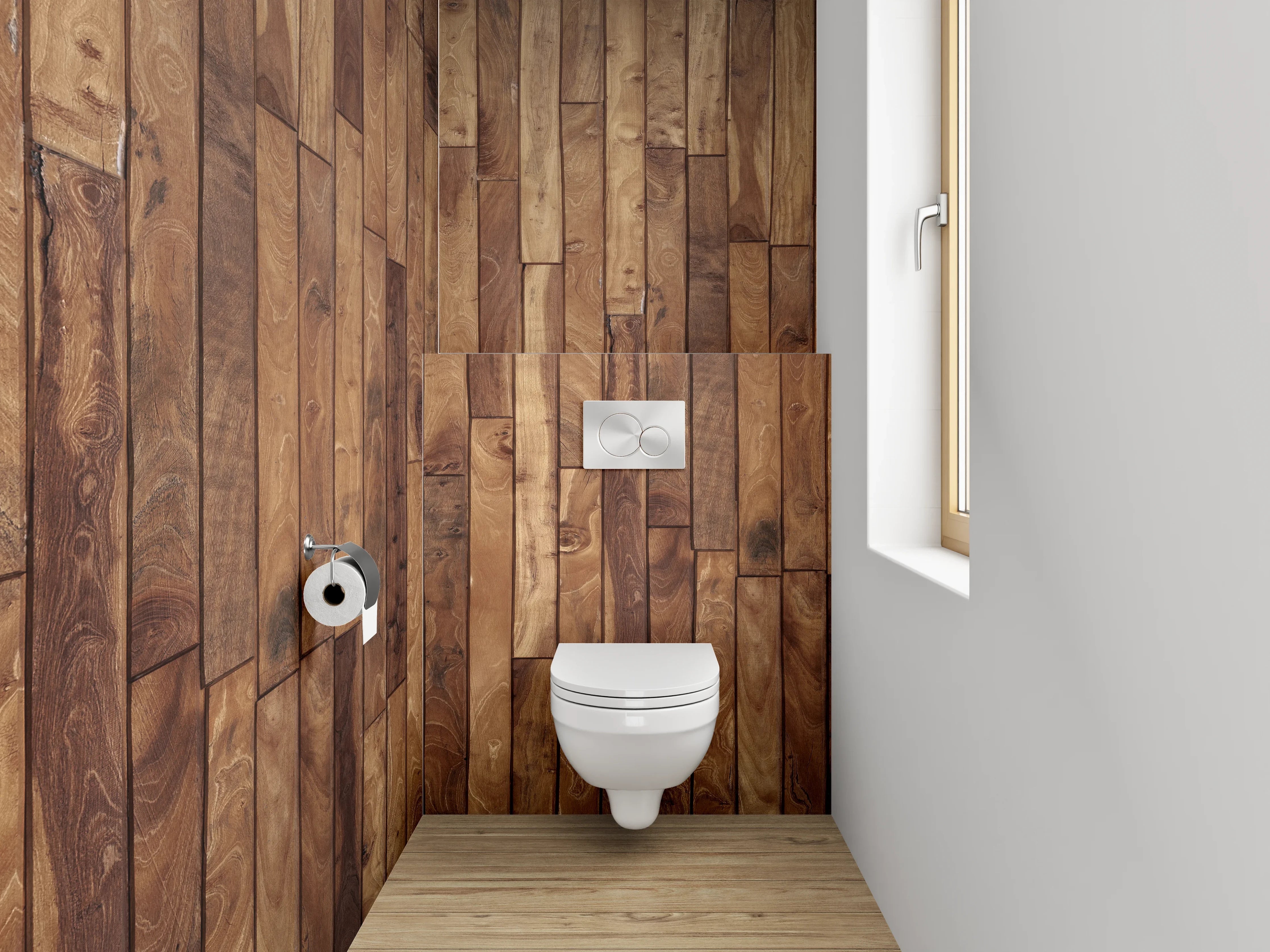 WC-Rückwand - Hochwertige Holz-Optik