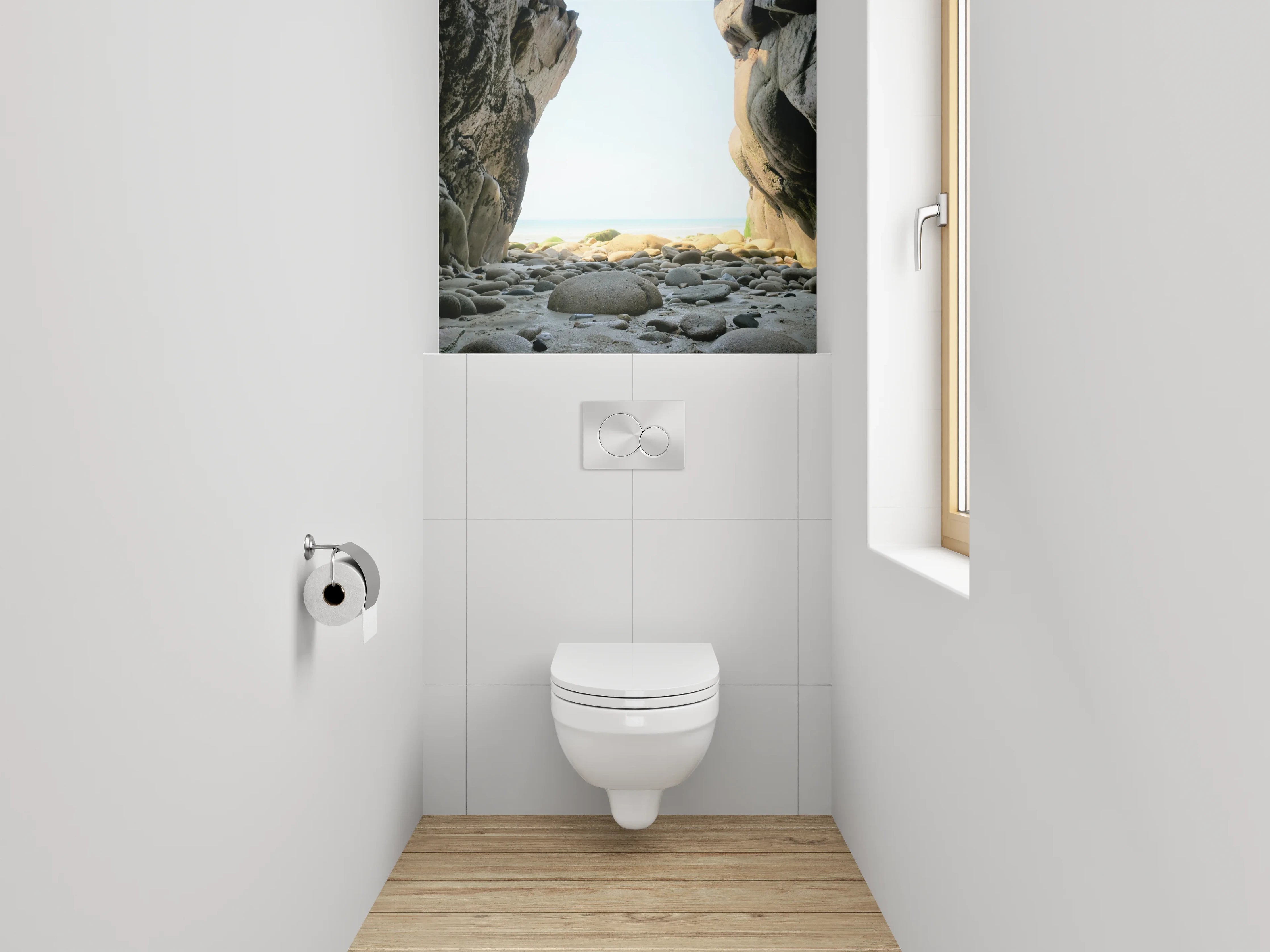 WC-Rückwand - Höhle mit Blick auf den Strand