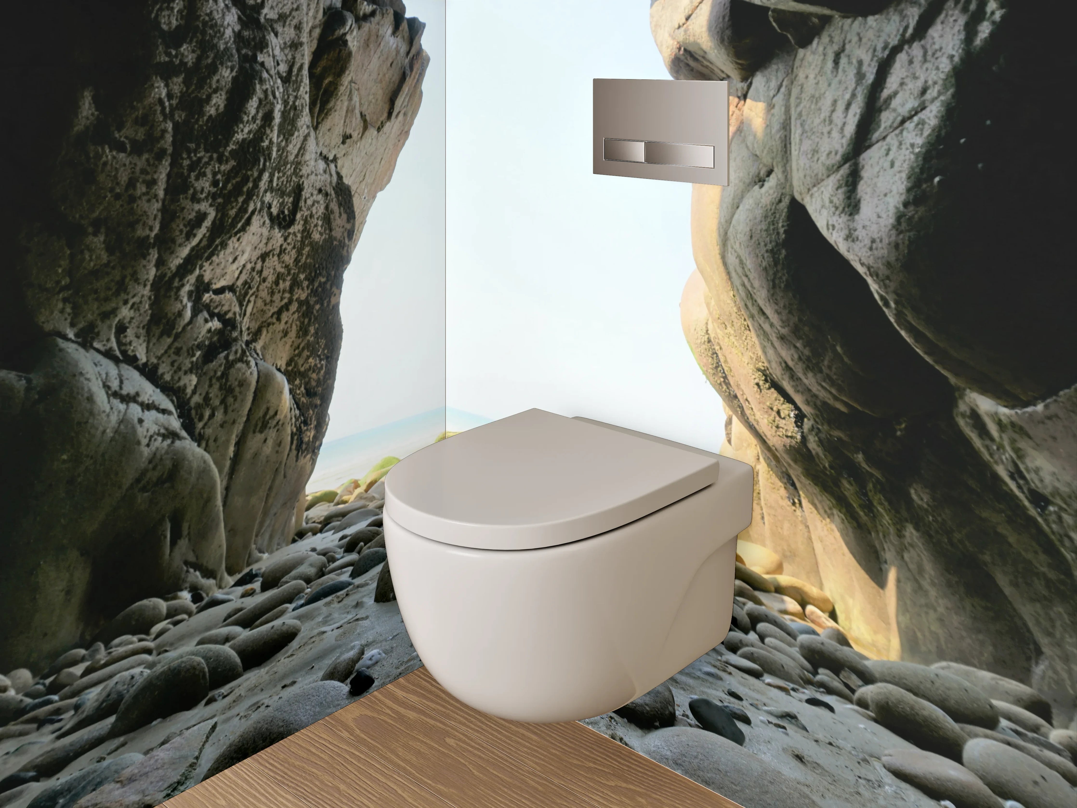 WC-Rückwand - Höhle mit Blick auf den Strand