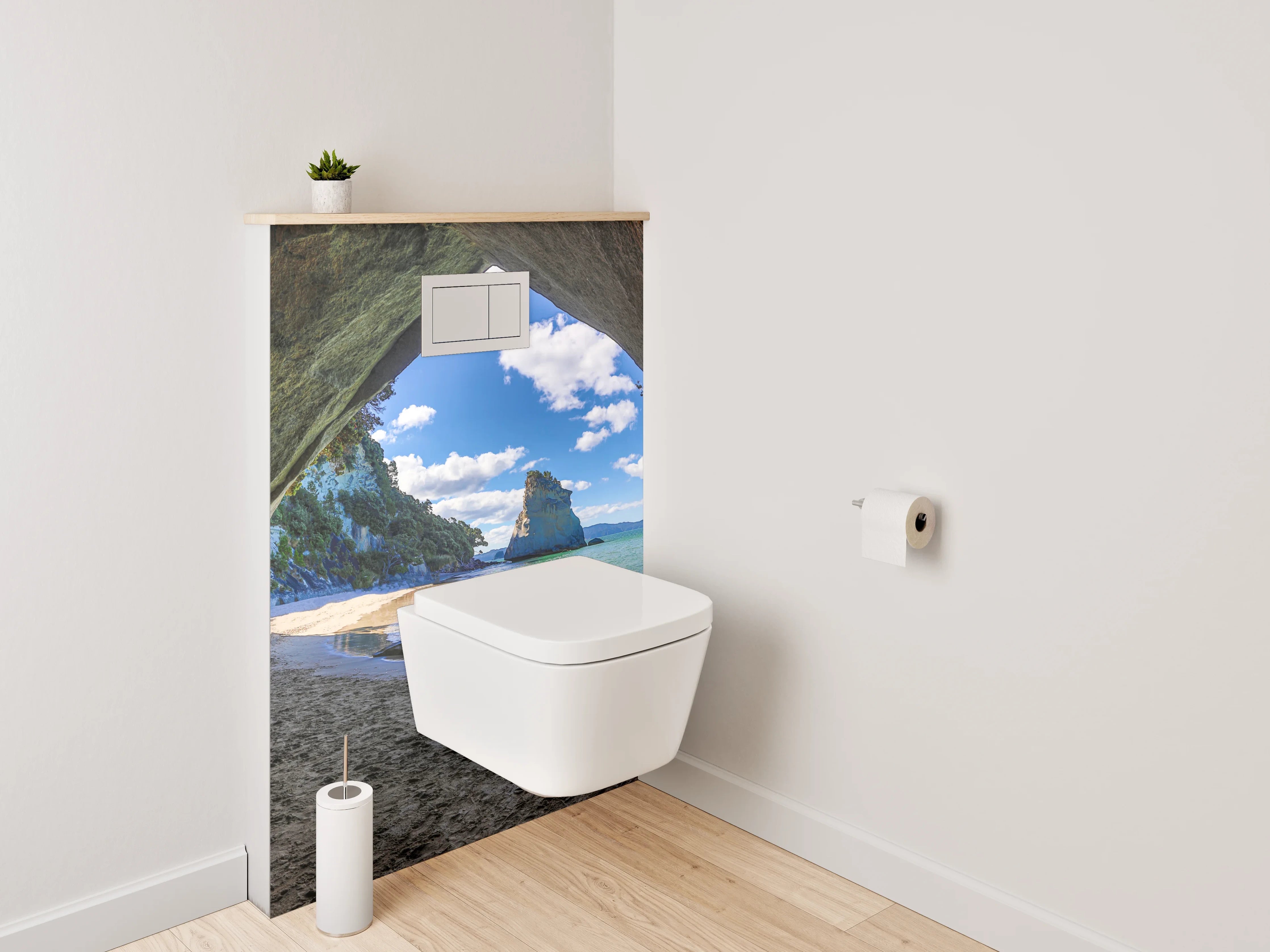 WC-Rückwand - Höhlenblick auf Traumstrand