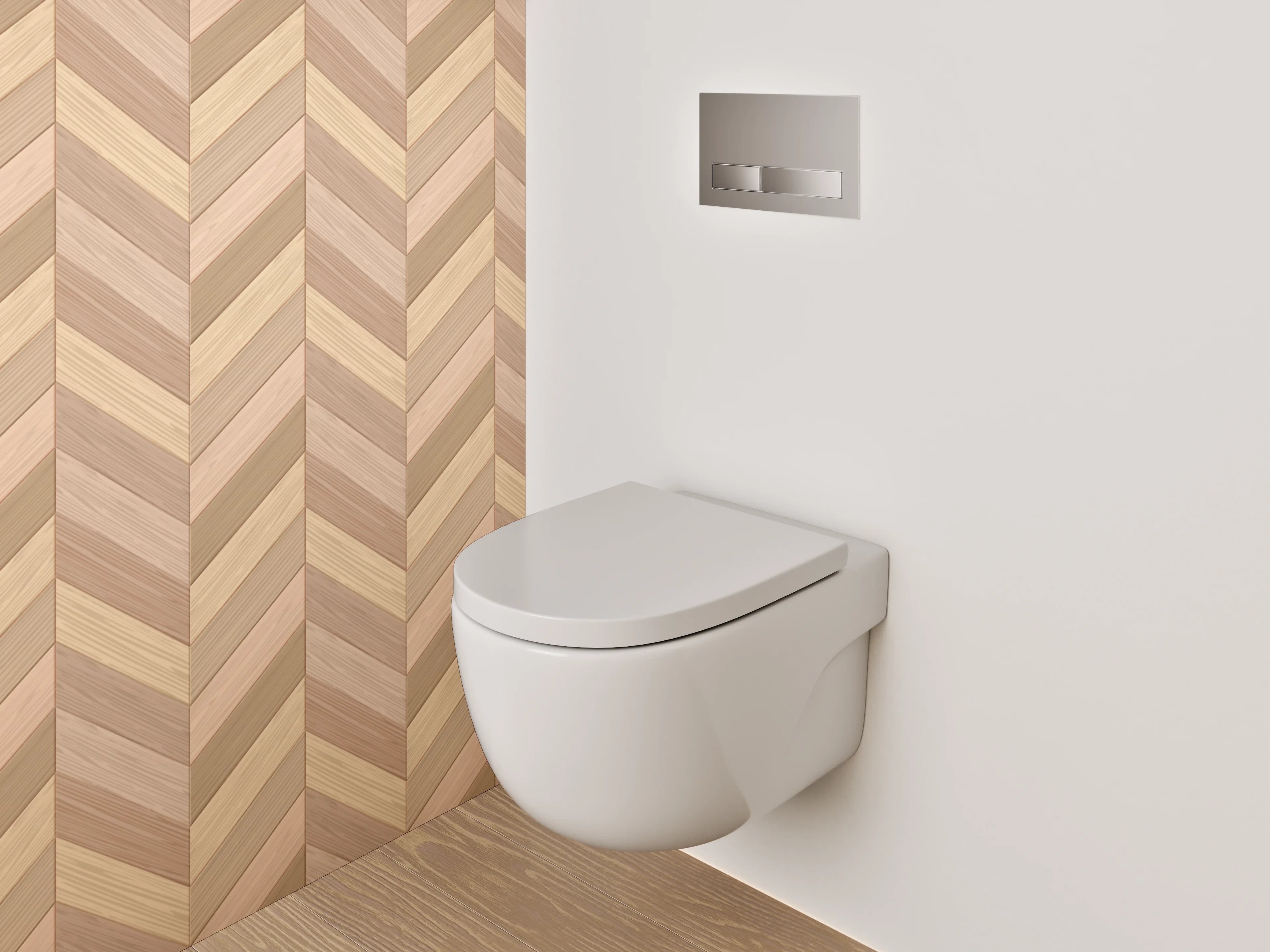 WC-Rückwand - Holz Fischgrät Muster Braun Beige